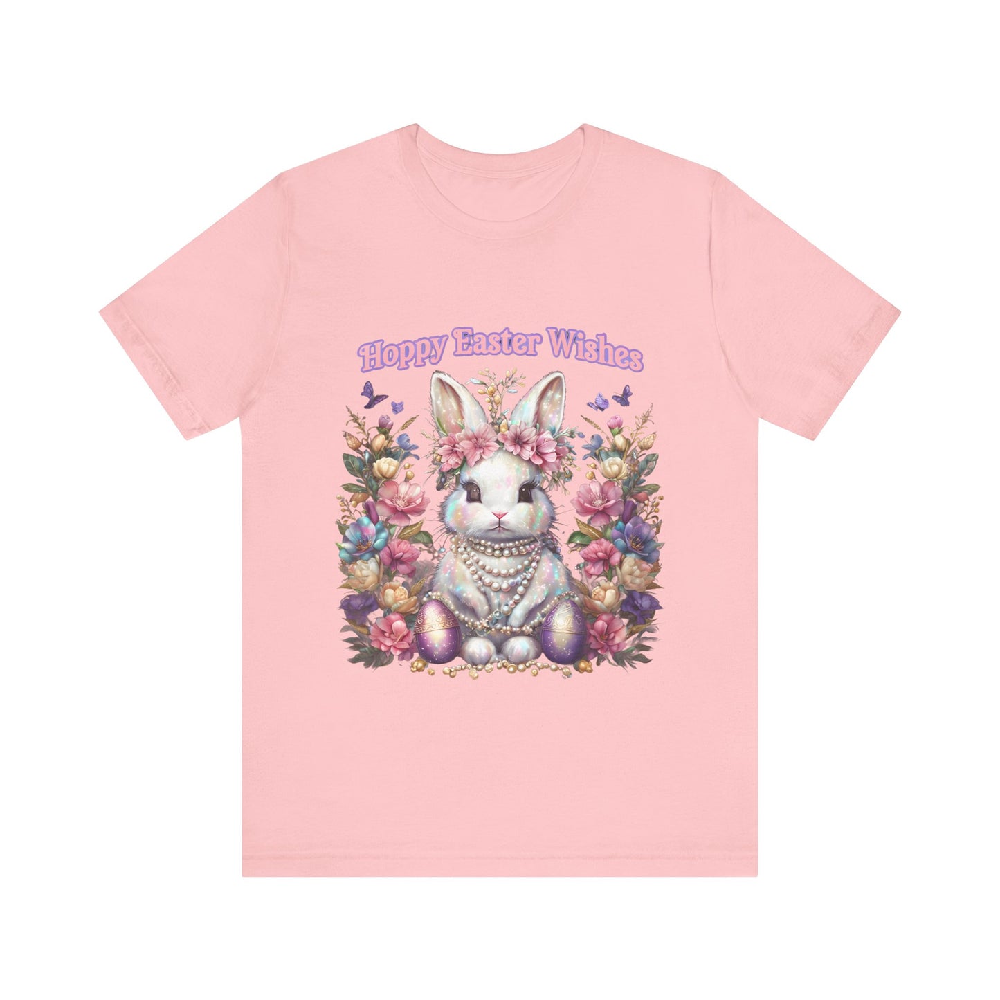 Hoppy Easter Wishes T-shirt, Easter Bunny Tee, Spring Rabbit Shirt, Unisex Jersey Top, Holiday Gift