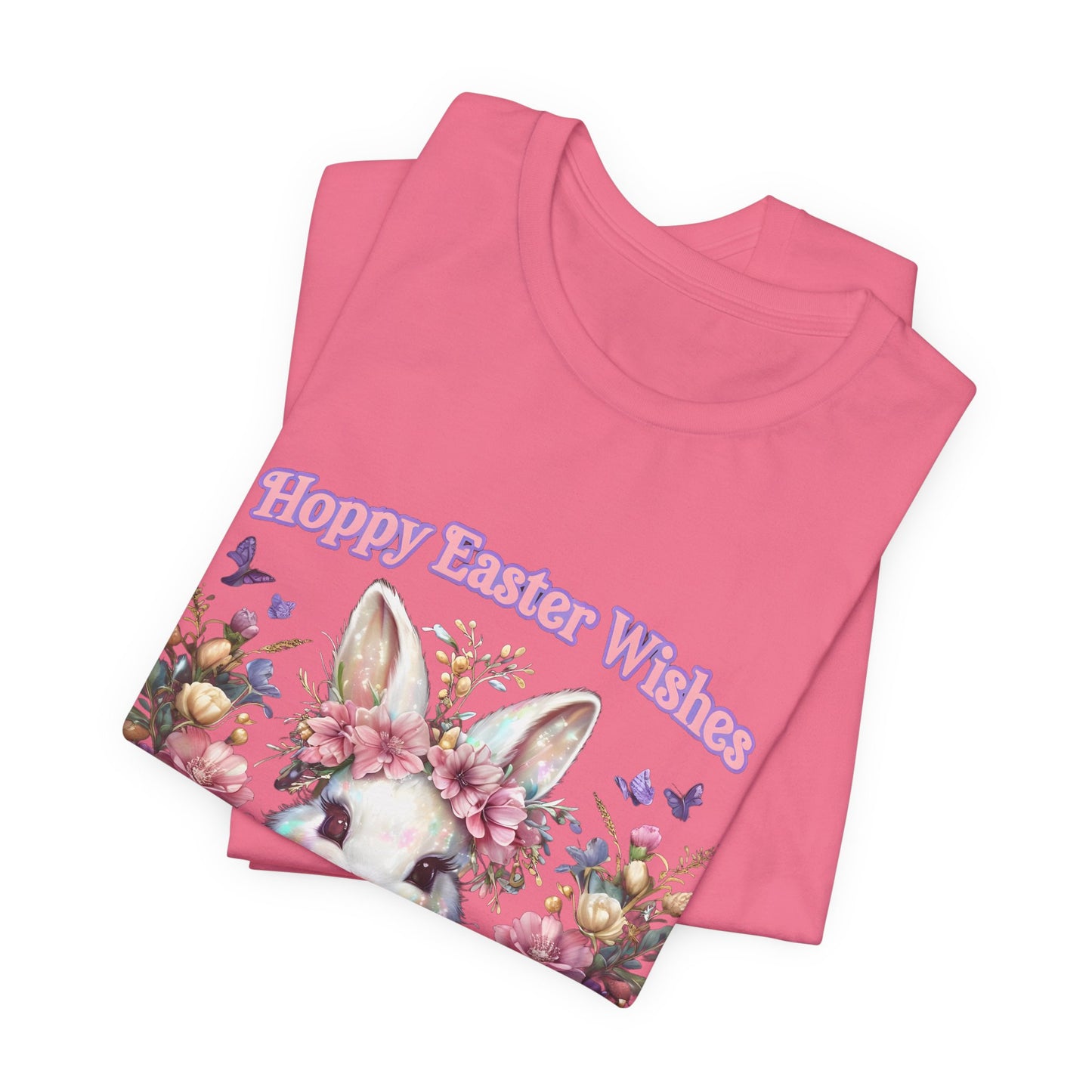 Hoppy Easter Wishes T-shirt, Easter Bunny Tee, Spring Rabbit Shirt, Unisex Jersey Top, Holiday Gift