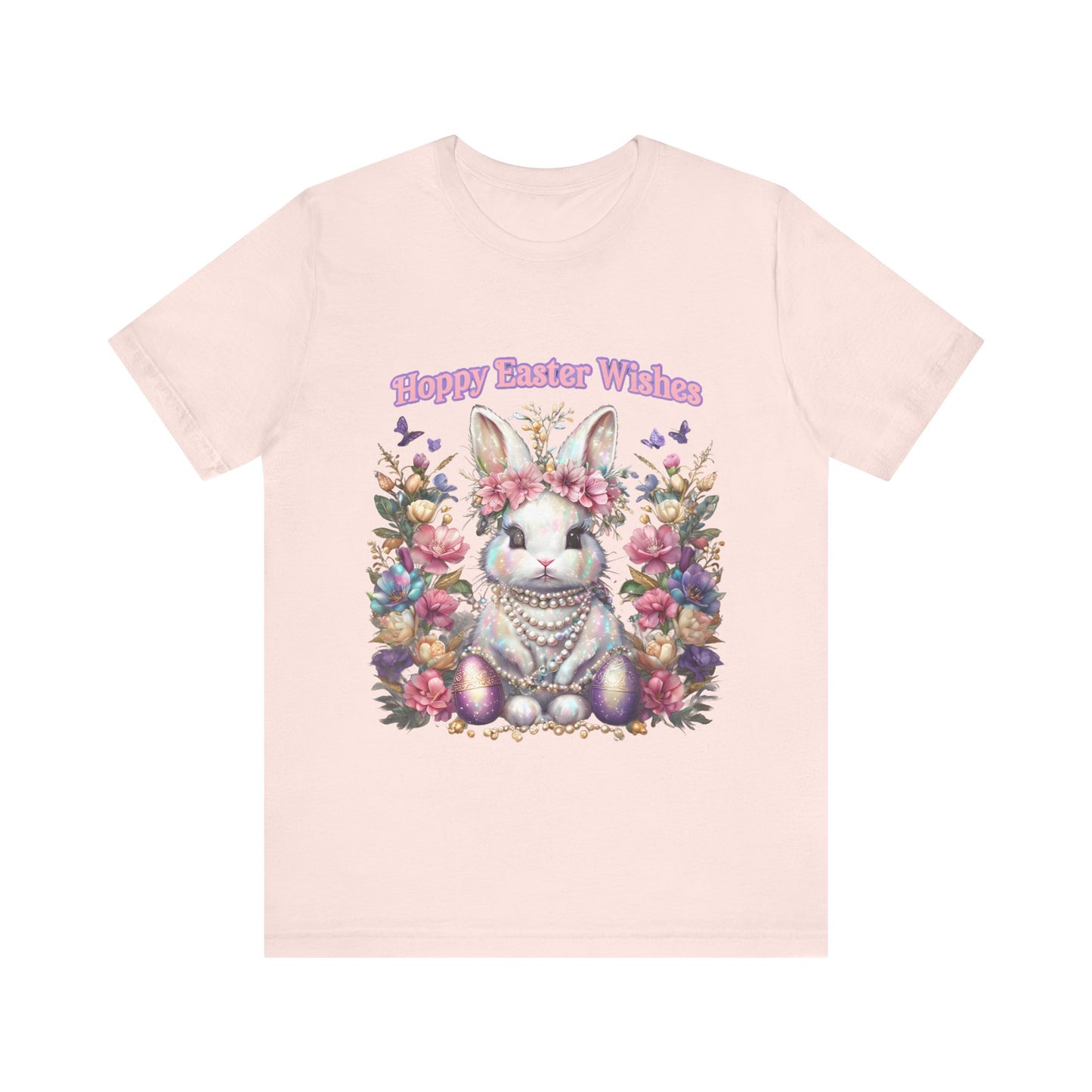 Hoppy Easter Wishes T-shirt, Easter Bunny Tee, Spring Rabbit Shirt, Unisex Jersey Top, Holiday Gift