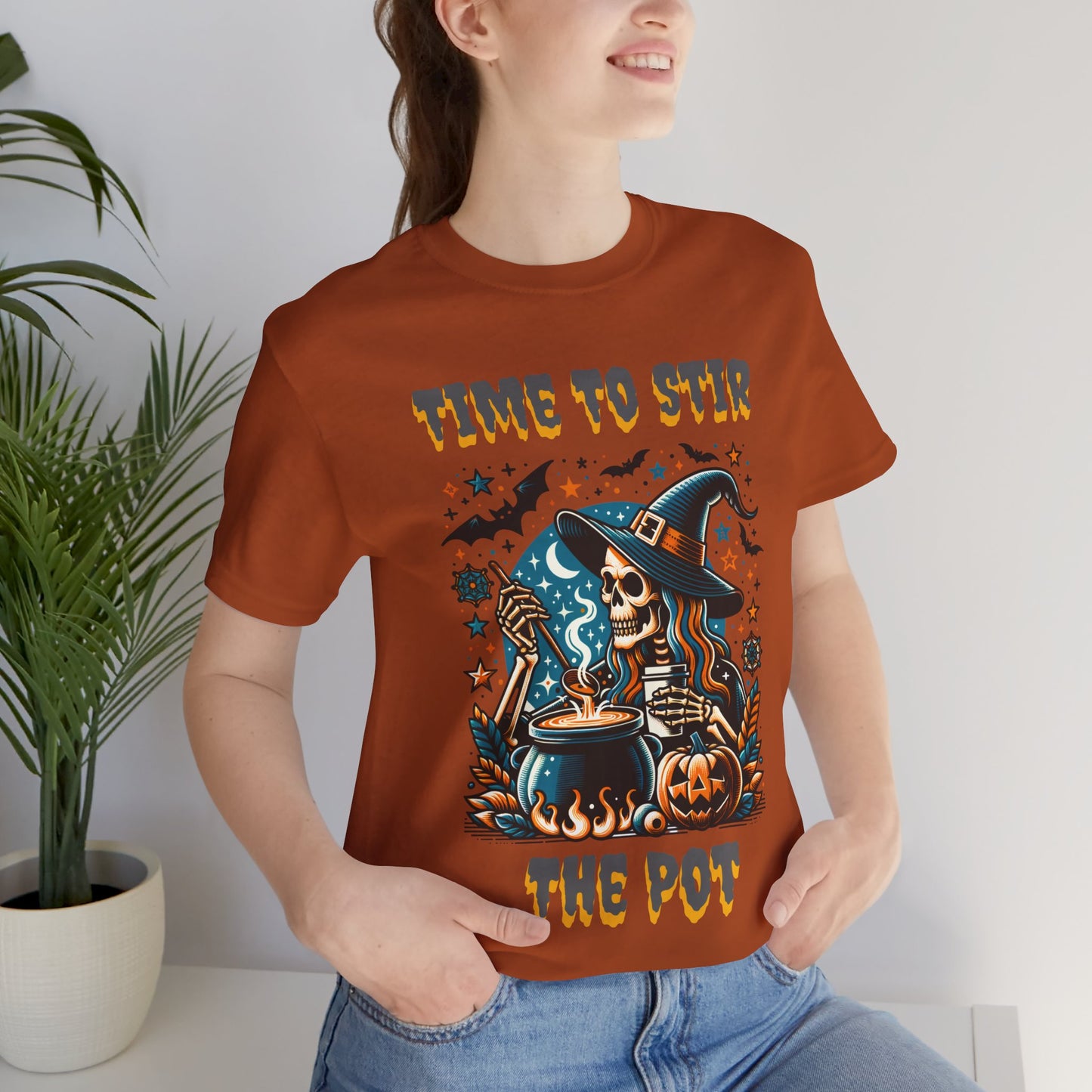 Witchy Tee, Halloween Shirt, Stir the Pot T-Shirt, Unisex Jersey, Cauldron Brewing