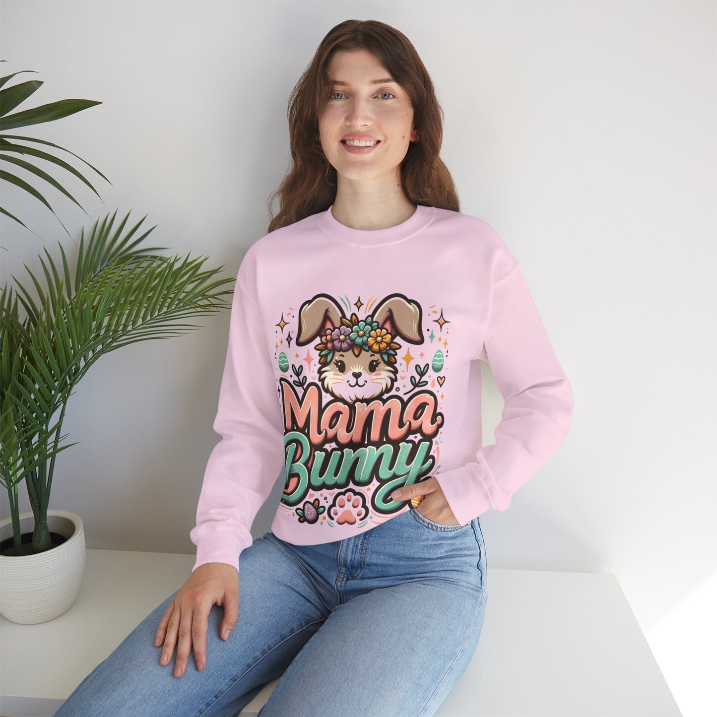 Mama Bunny Crewneck Sweatshirt, Spring Apparel, Mother's Day Gift, Cute Bunny Sweatshirt, Easter Celebration, Unisex Sweatshirt