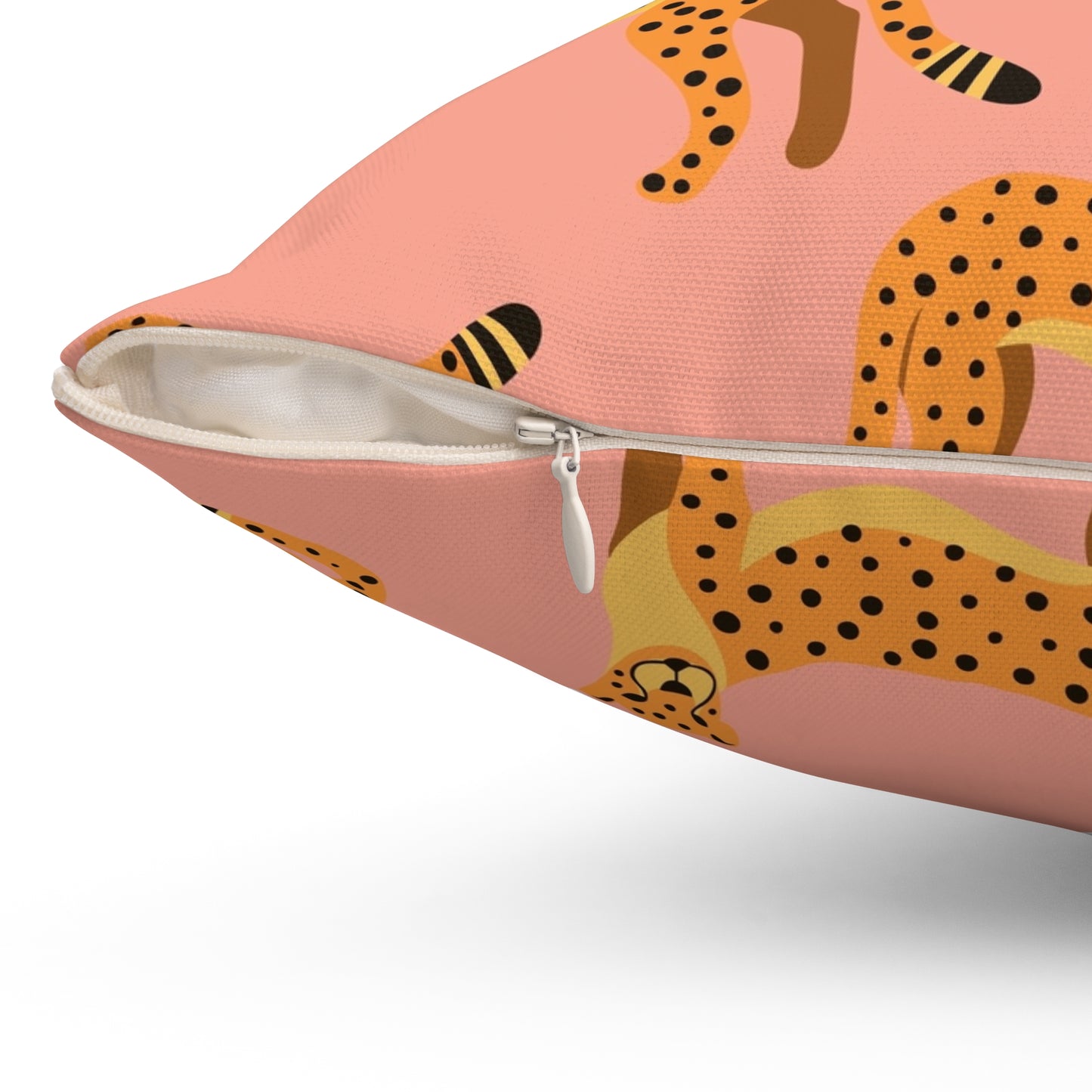 Exquisite Cheetah Design Spun Polyester Square Pillow with Concealed Zipper