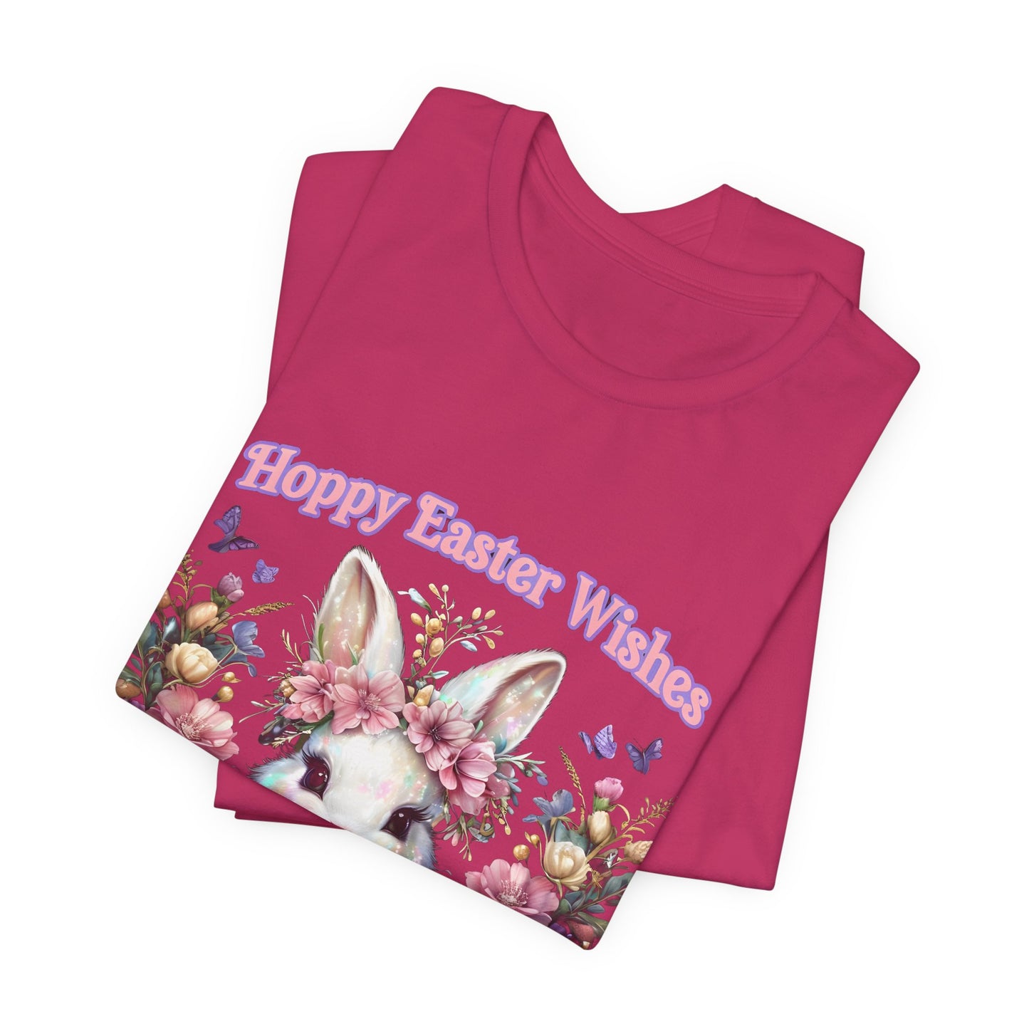 Hoppy Easter Wishes T-shirt, Easter Bunny Tee, Spring Rabbit Shirt, Unisex Jersey Top, Holiday Gift