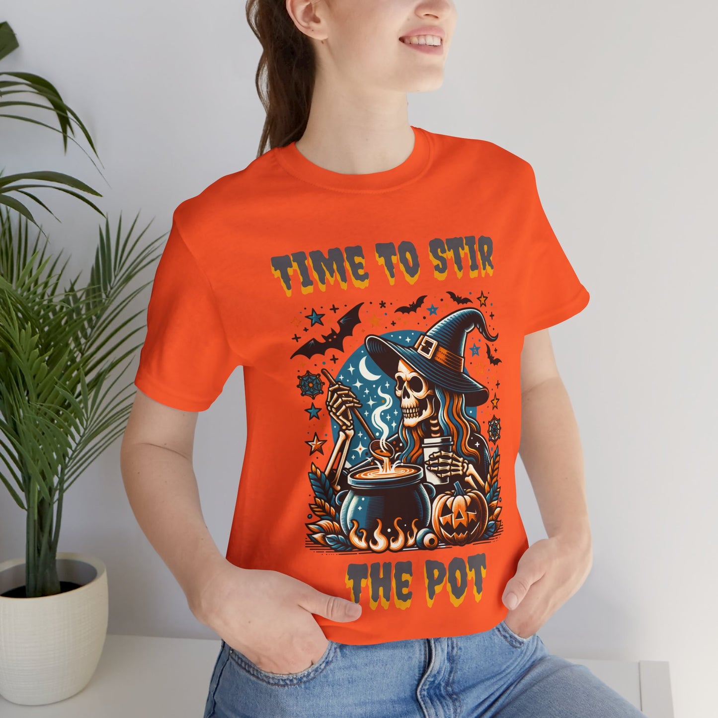 Witchy Tee, Halloween Shirt, Stir the Pot T-Shirt, Unisex Jersey, Cauldron Brewing