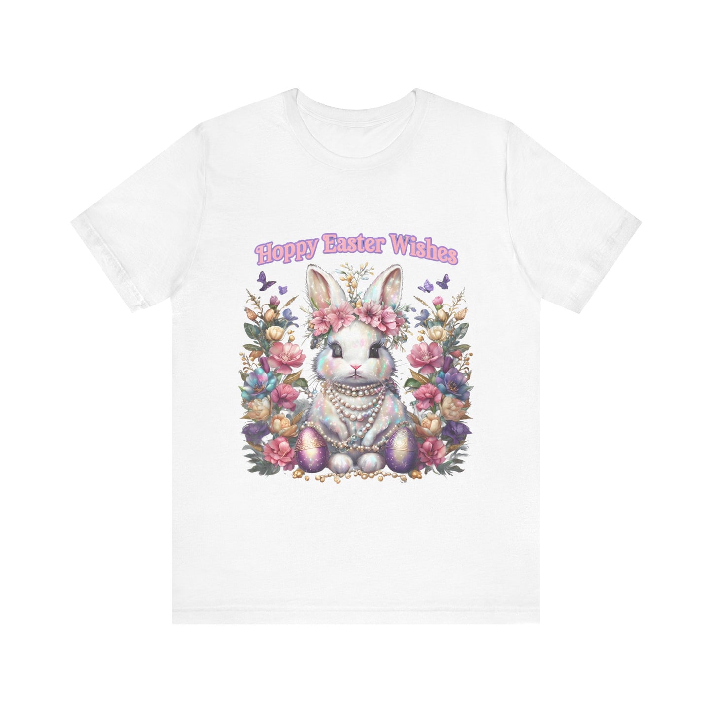 Hoppy Easter Wishes T-shirt, Easter Bunny Tee, Spring Rabbit Shirt, Unisex Jersey Top, Holiday Gift