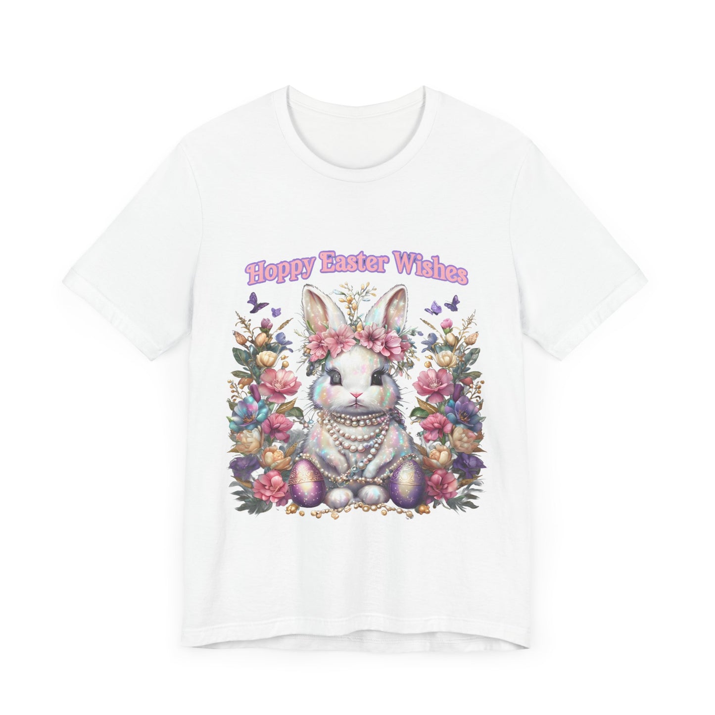 Hoppy Easter Wishes T-shirt, Easter Bunny Tee, Spring Rabbit Shirt, Unisex Jersey Top, Holiday Gift