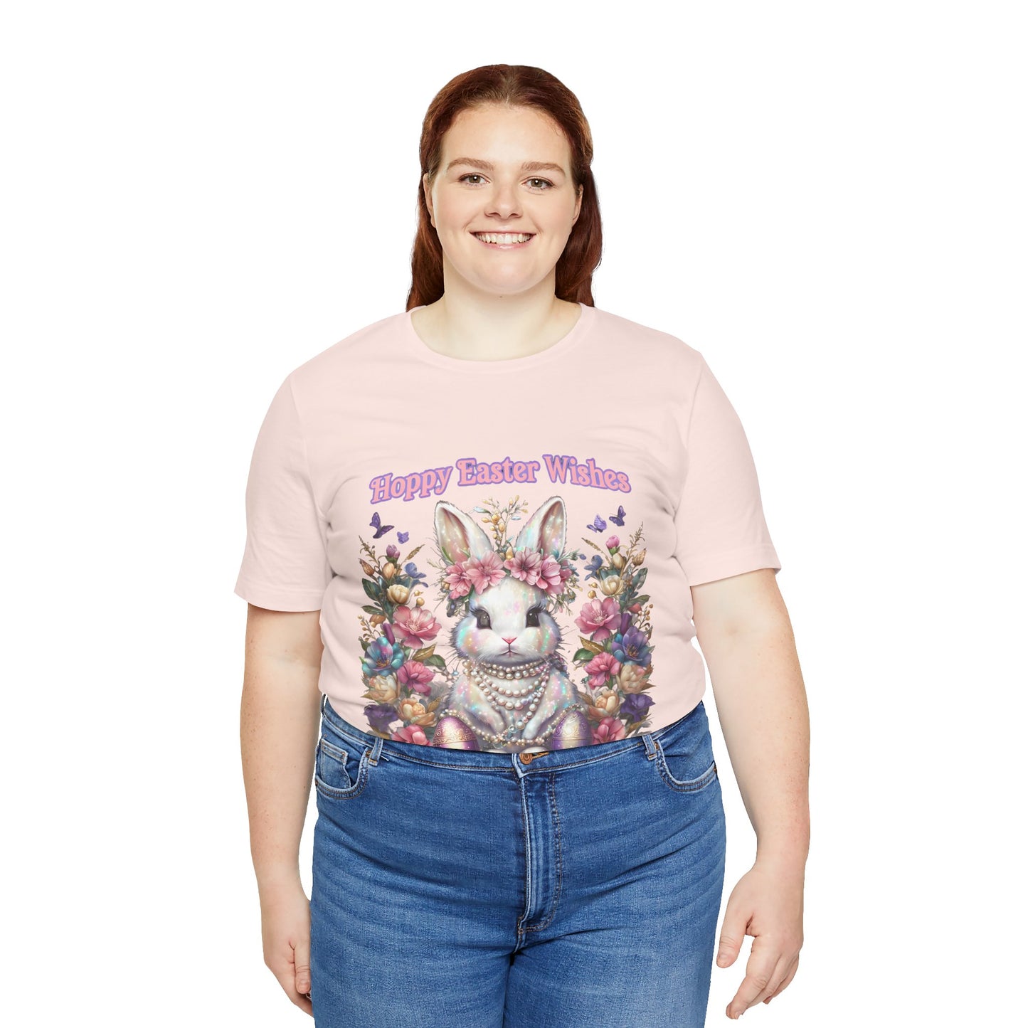 Hoppy Easter Wishes T-shirt, Easter Bunny Tee, Spring Rabbit Shirt, Unisex Jersey Top, Holiday Gift
