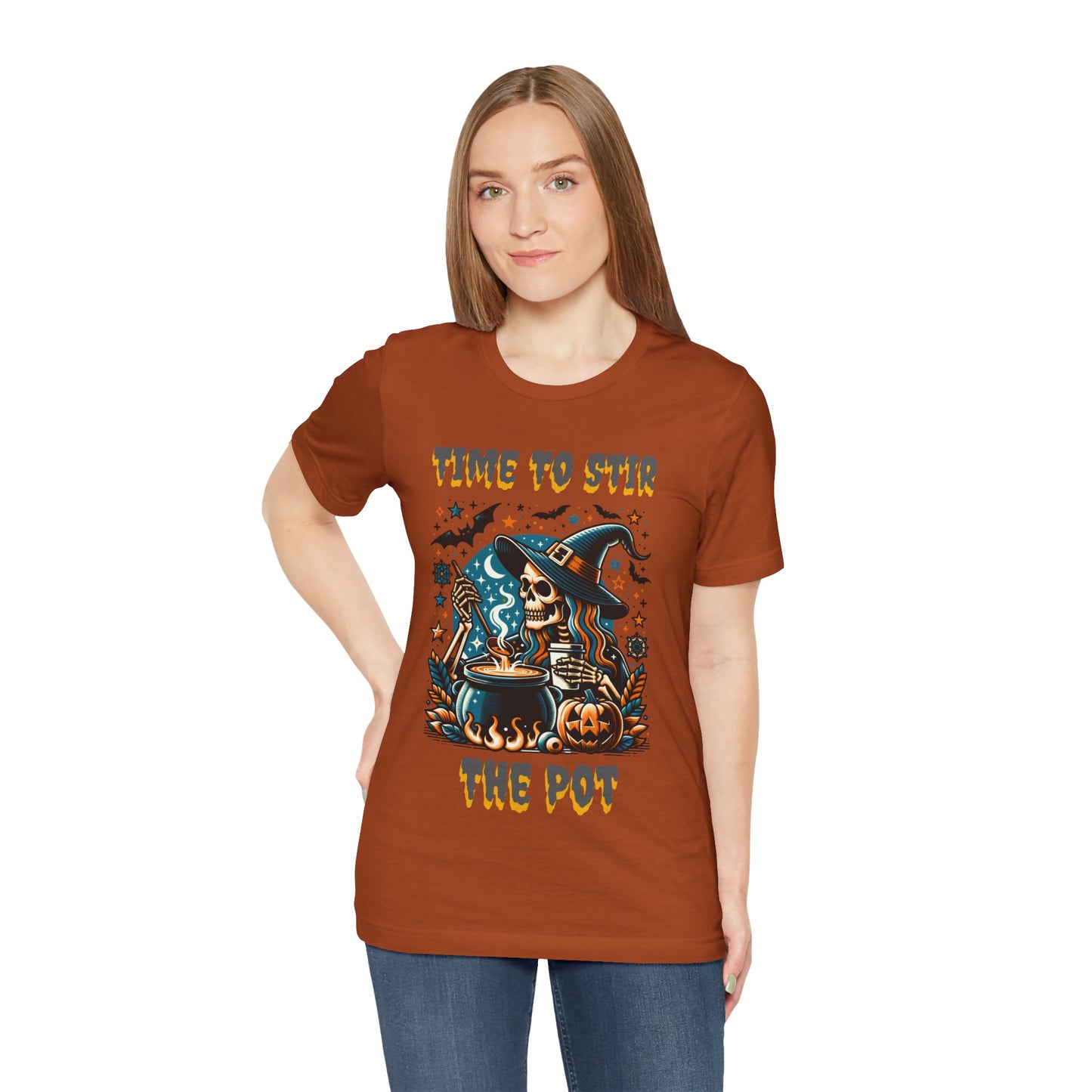 Witchy Tee, Halloween Shirt, Stir the Pot T-Shirt, Unisex Jersey, Cauldron Brewing