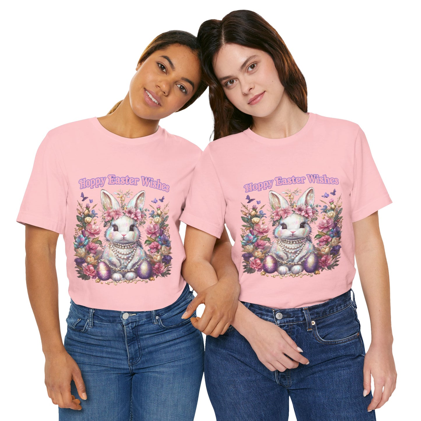 Hoppy Easter Wishes T-shirt, Easter Bunny Tee, Spring Rabbit Shirt, Unisex Jersey Top, Holiday Gift
