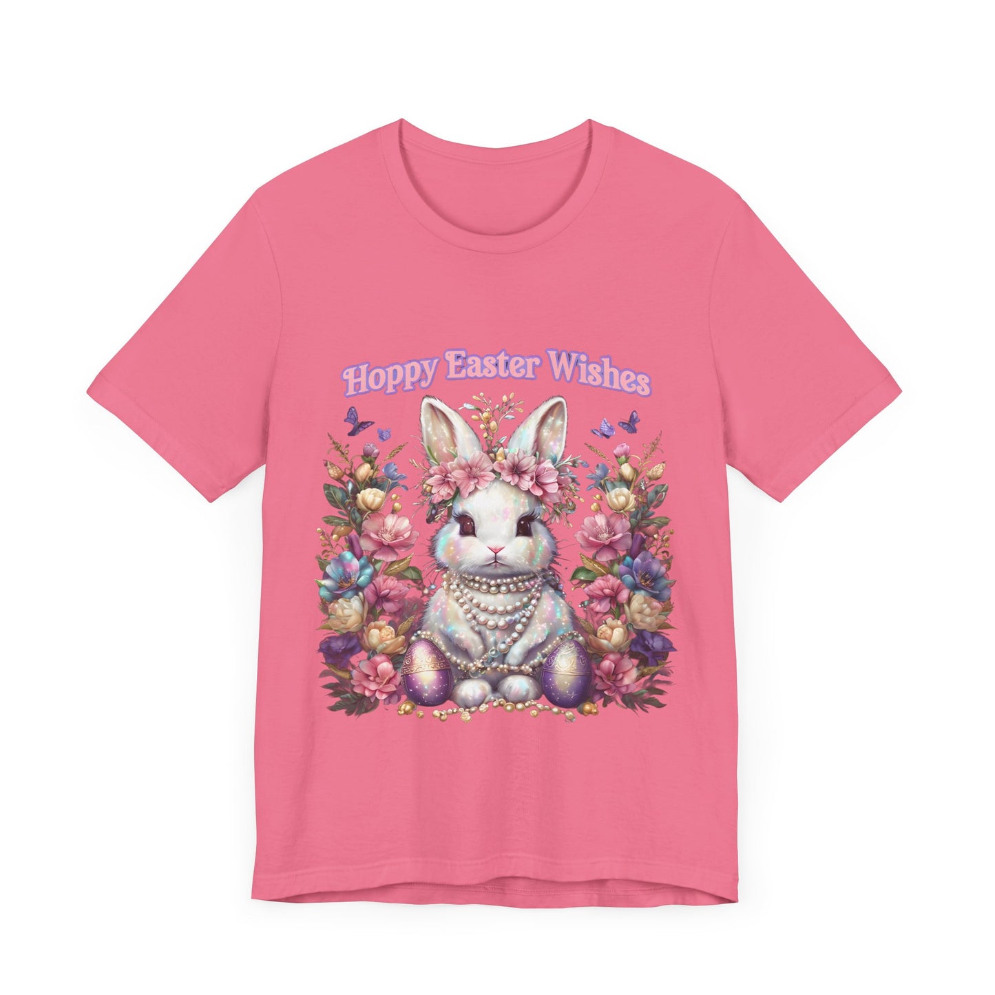 Hoppy Easter Wishes T-shirt, Easter Bunny Tee, Spring Rabbit Shirt, Unisex Jersey Top, Holiday Gift