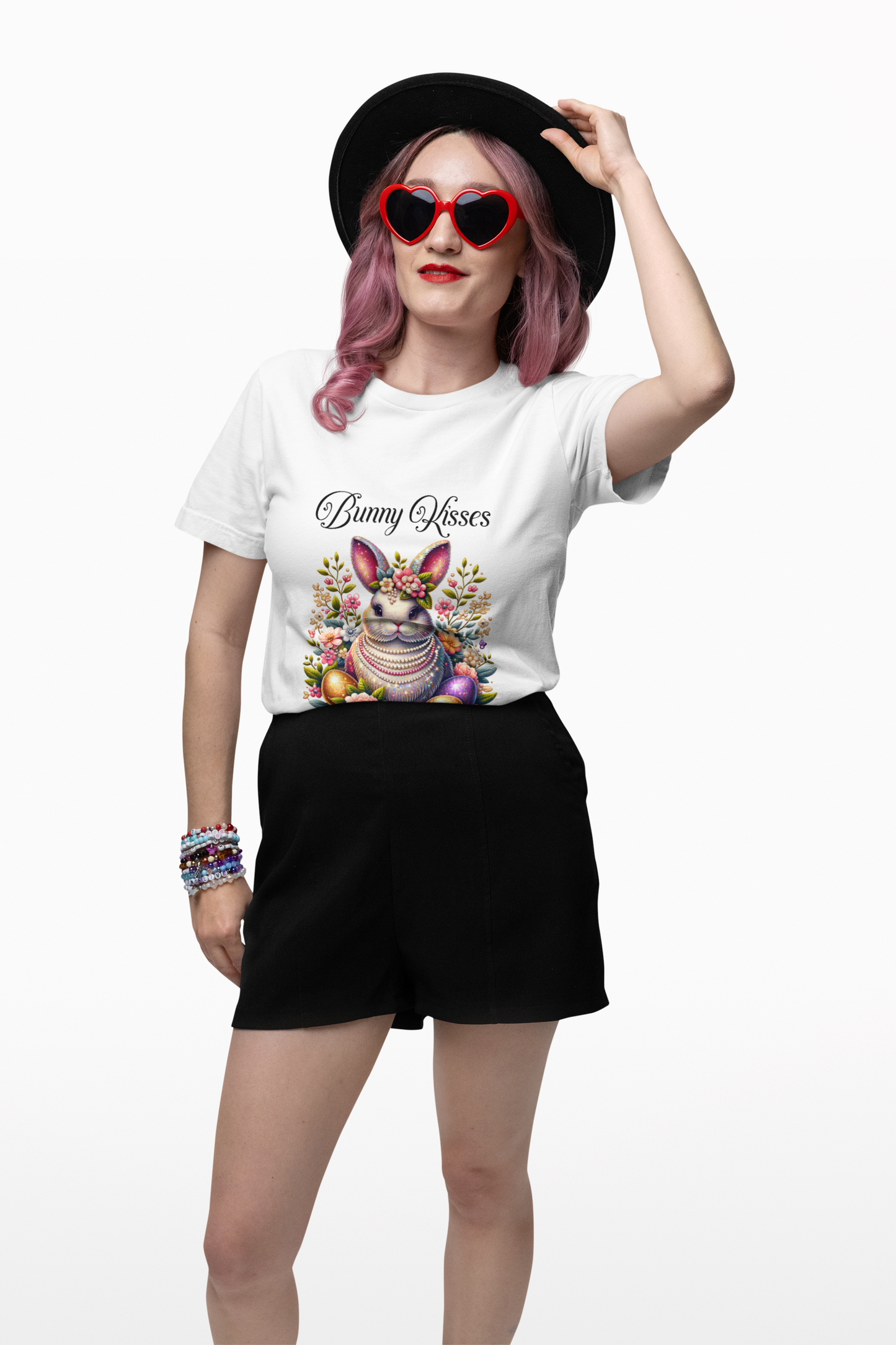 Easter Bunny Kisses Tee - Cute Spring T-Shirt, Easter Gift, Unisex Shirt, Floral Rabbit Design, Holiday Apparel