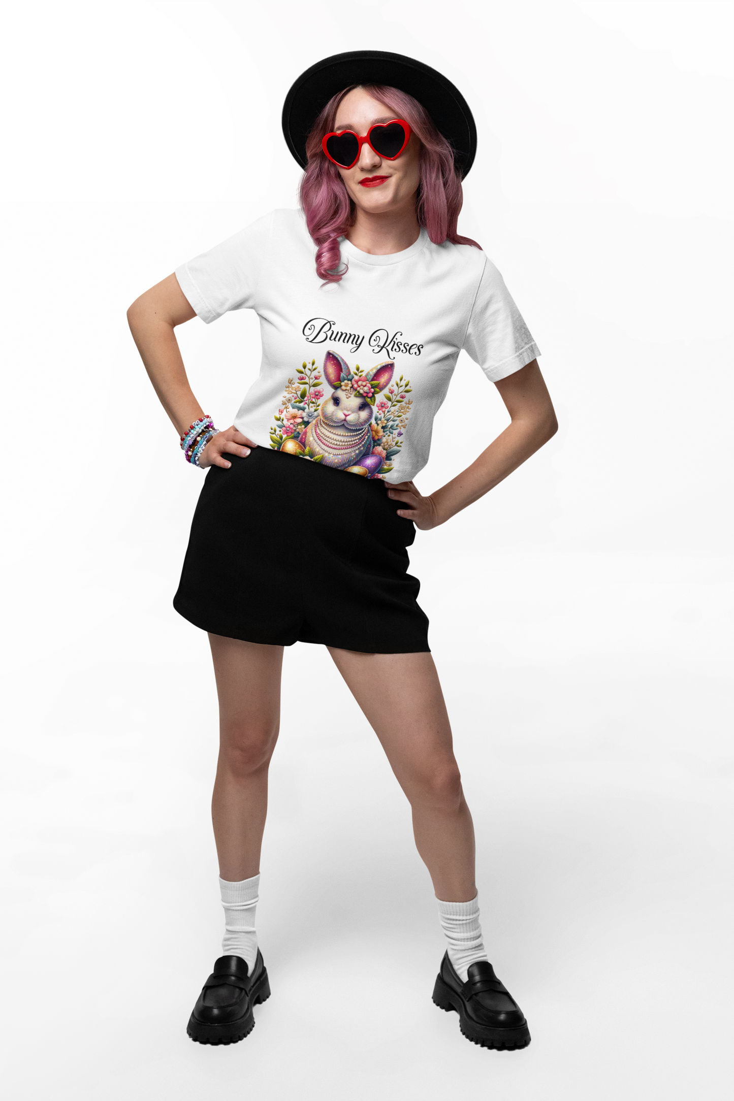 Easter Bunny Kisses Tee - Cute Spring T-Shirt, Easter Gift, Unisex Shirt, Floral Rabbit Design, Holiday Apparel