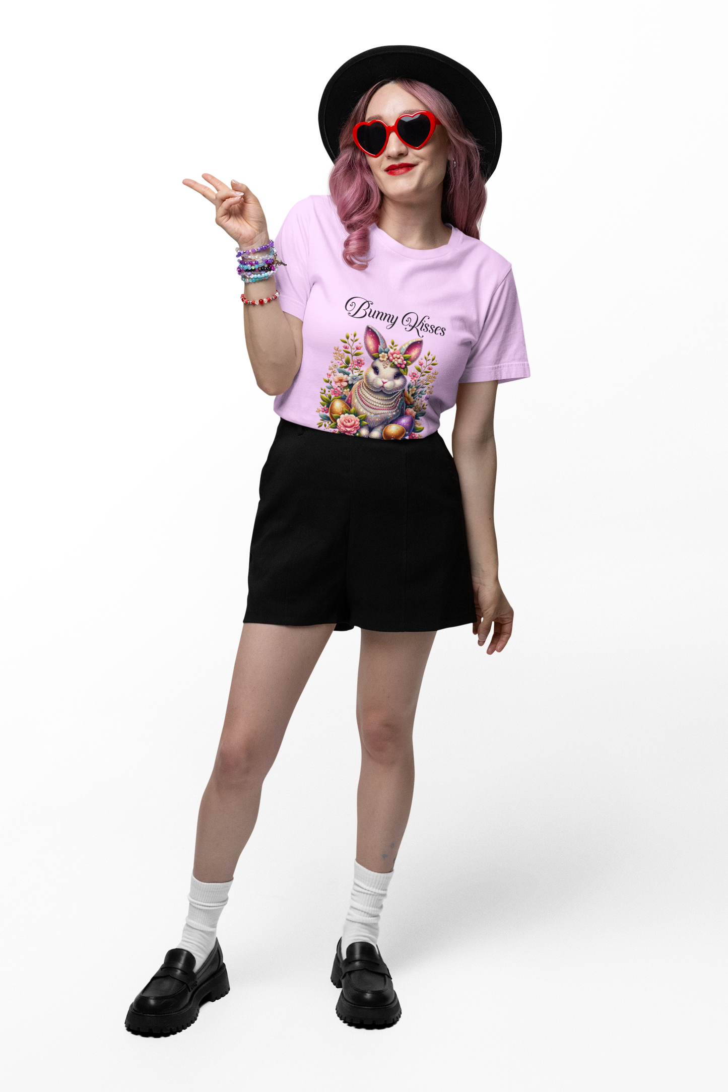 Easter Bunny Kisses Tee - Cute Spring T-Shirt, Easter Gift, Unisex Shirt, Floral Rabbit Design, Holiday Apparel