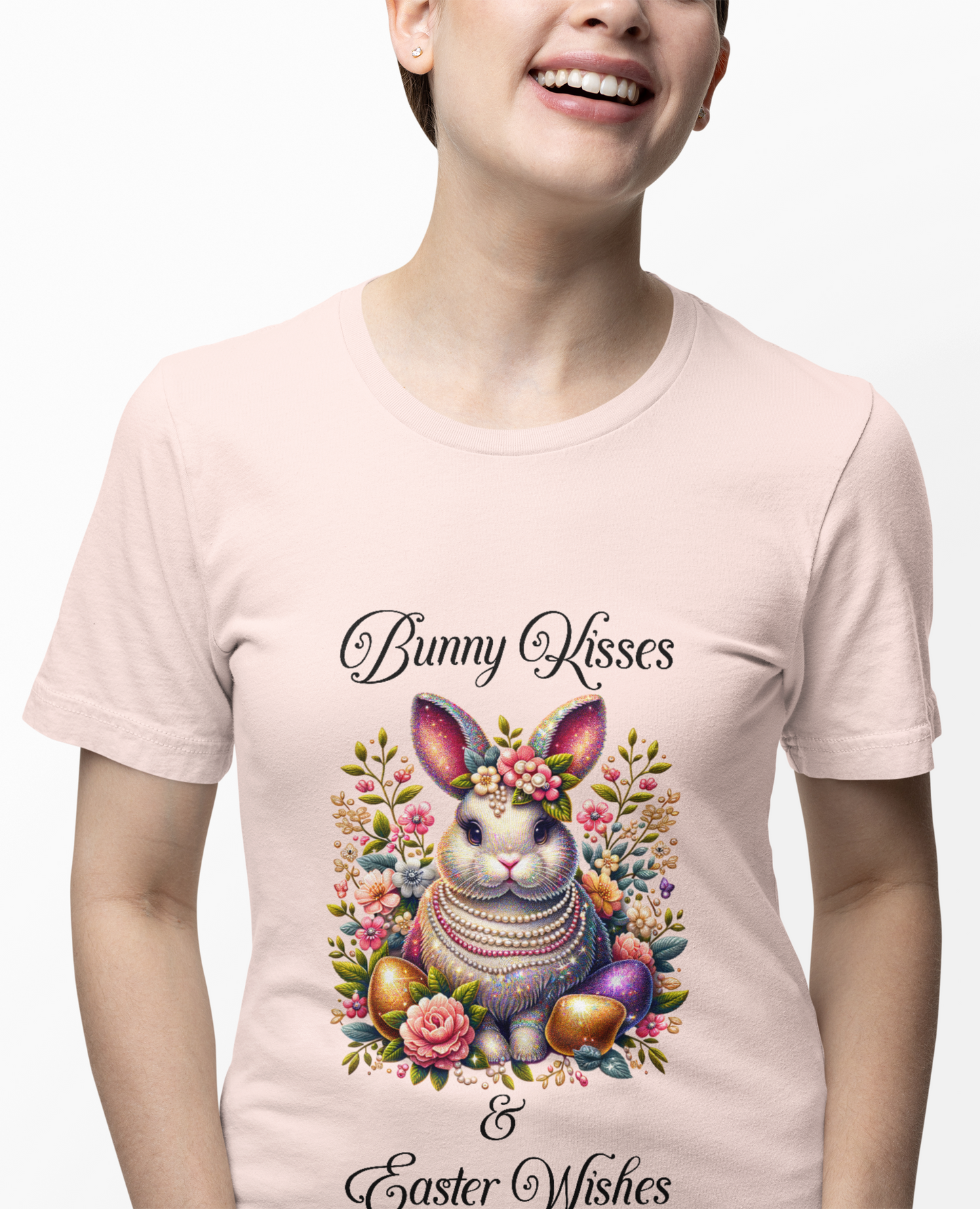 Easter Bunny Kisses Tee - Cute Spring T-Shirt, Easter Gift, Unisex Shirt, Floral Rabbit Design, Holiday Apparel