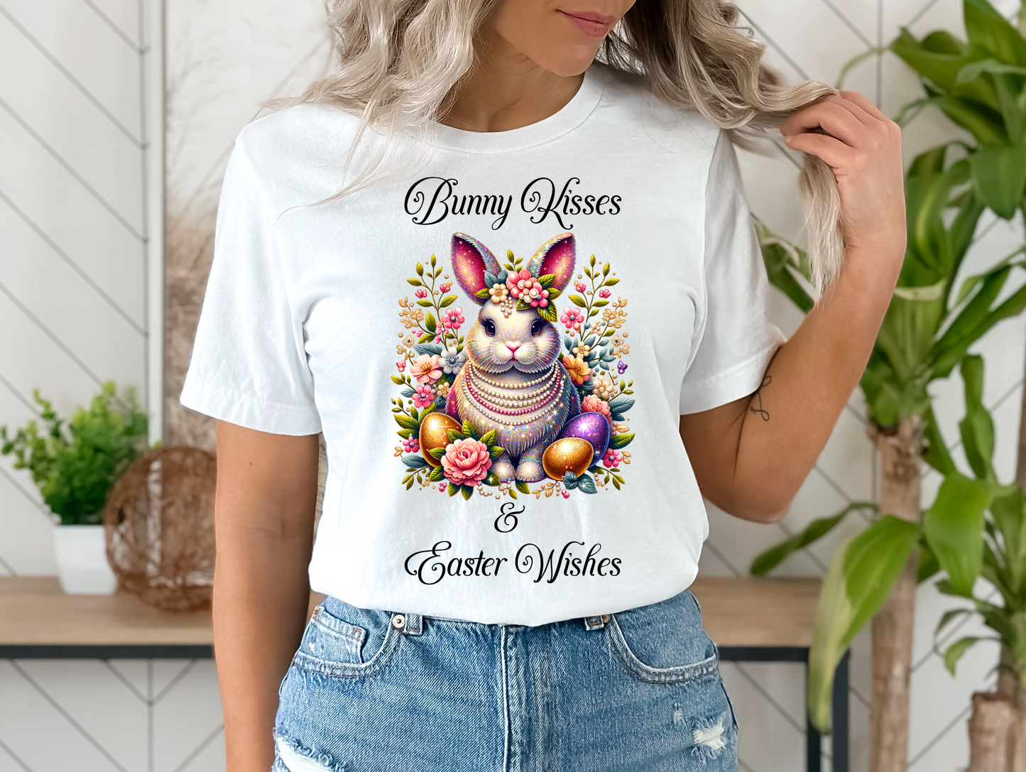Easter Bunny Kisses Tee - Cute Spring T-Shirt, Easter Gift, Unisex Shirt, Floral Rabbit Design, Holiday Apparel