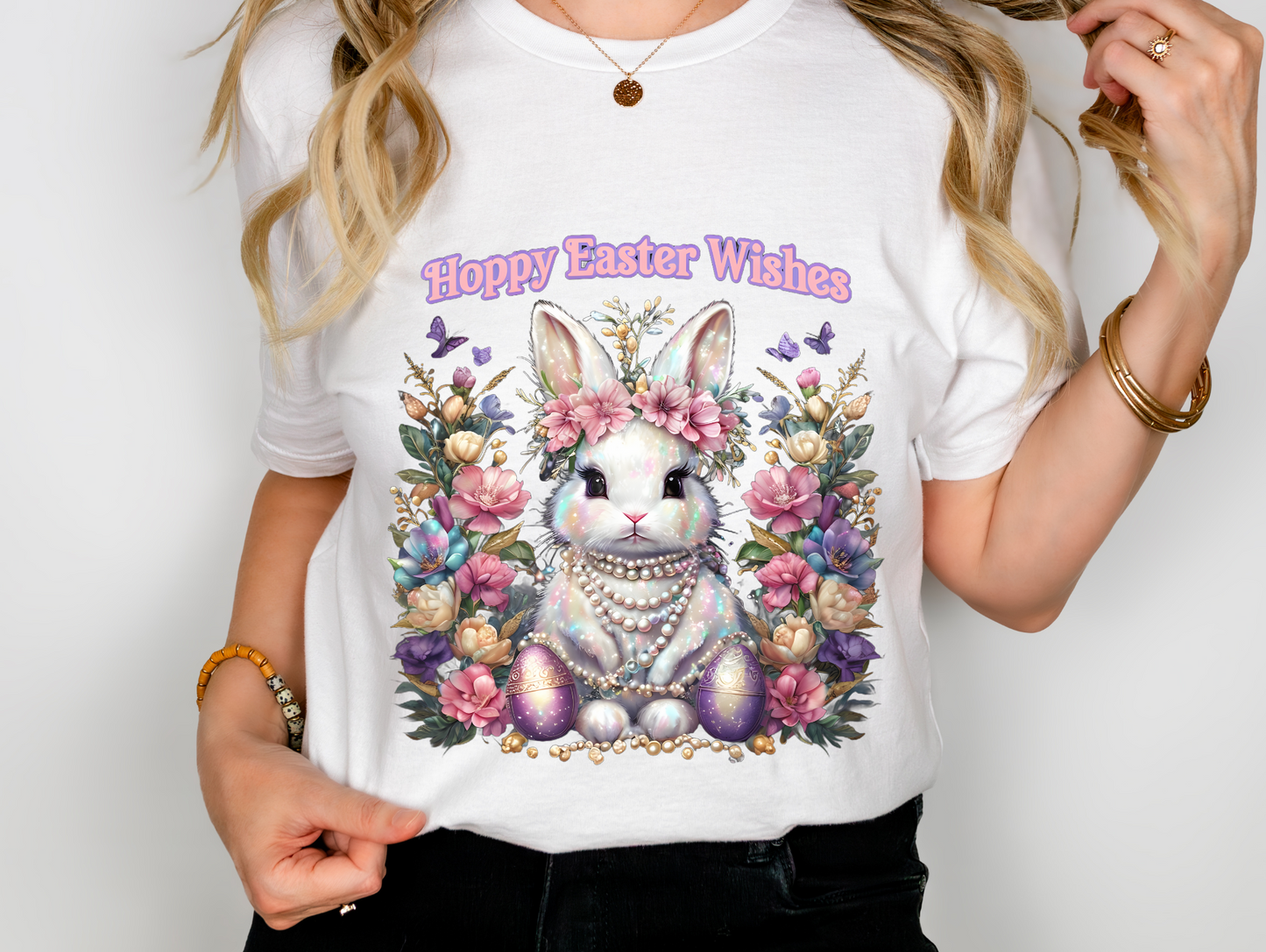 Hoppy Easter Wishes T-shirt, Easter Bunny Tee, Spring Rabbit Shirt, Unisex Jersey Top, Holiday Gift