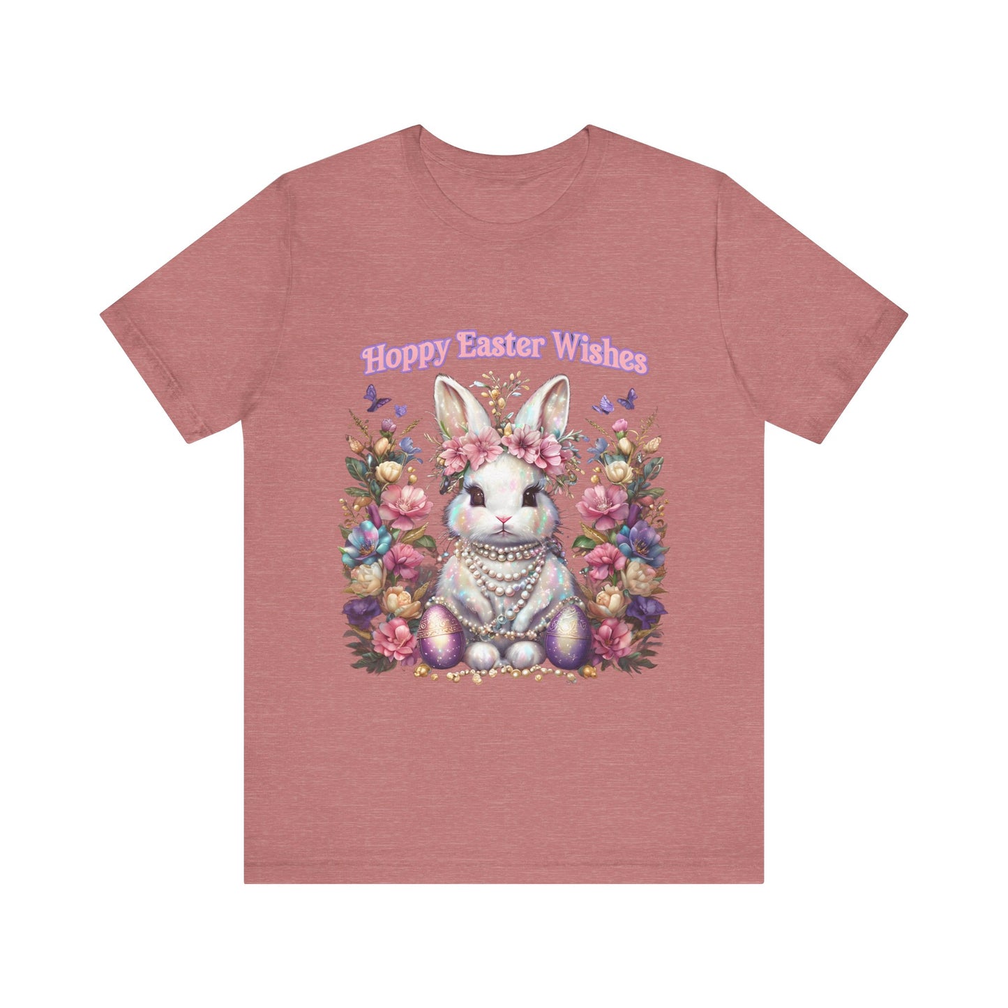 Hoppy Easter Wishes T-shirt, Easter Bunny Tee, Spring Rabbit Shirt, Unisex Jersey Top, Holiday Gift