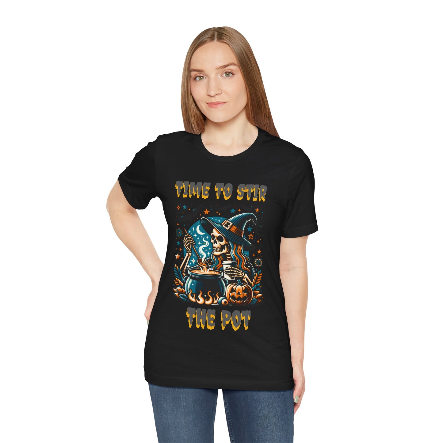Witchy Tee, Halloween Shirt, Stir the Pot T-Shirt, Unisex Jersey, Cauldron Brewing