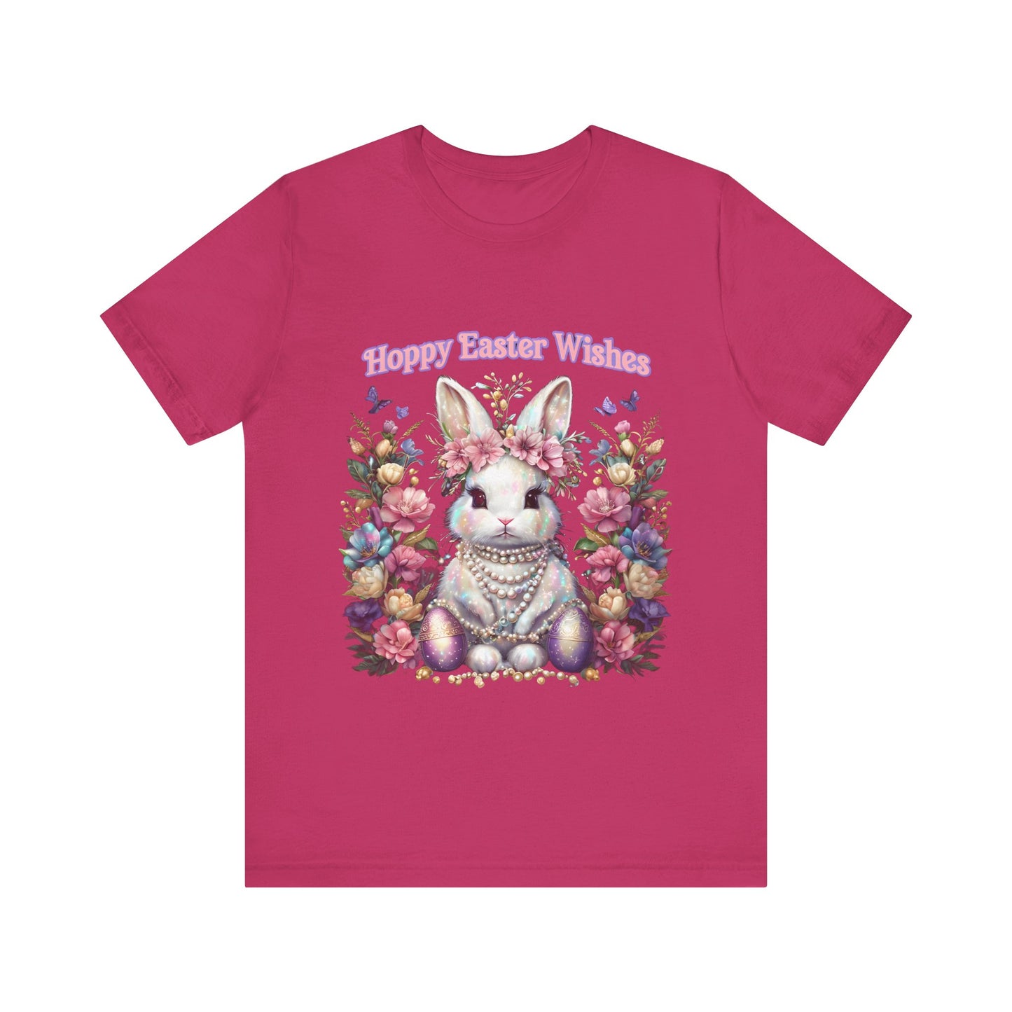 Hoppy Easter Wishes T-shirt, Easter Bunny Tee, Spring Rabbit Shirt, Unisex Jersey Top, Holiday Gift