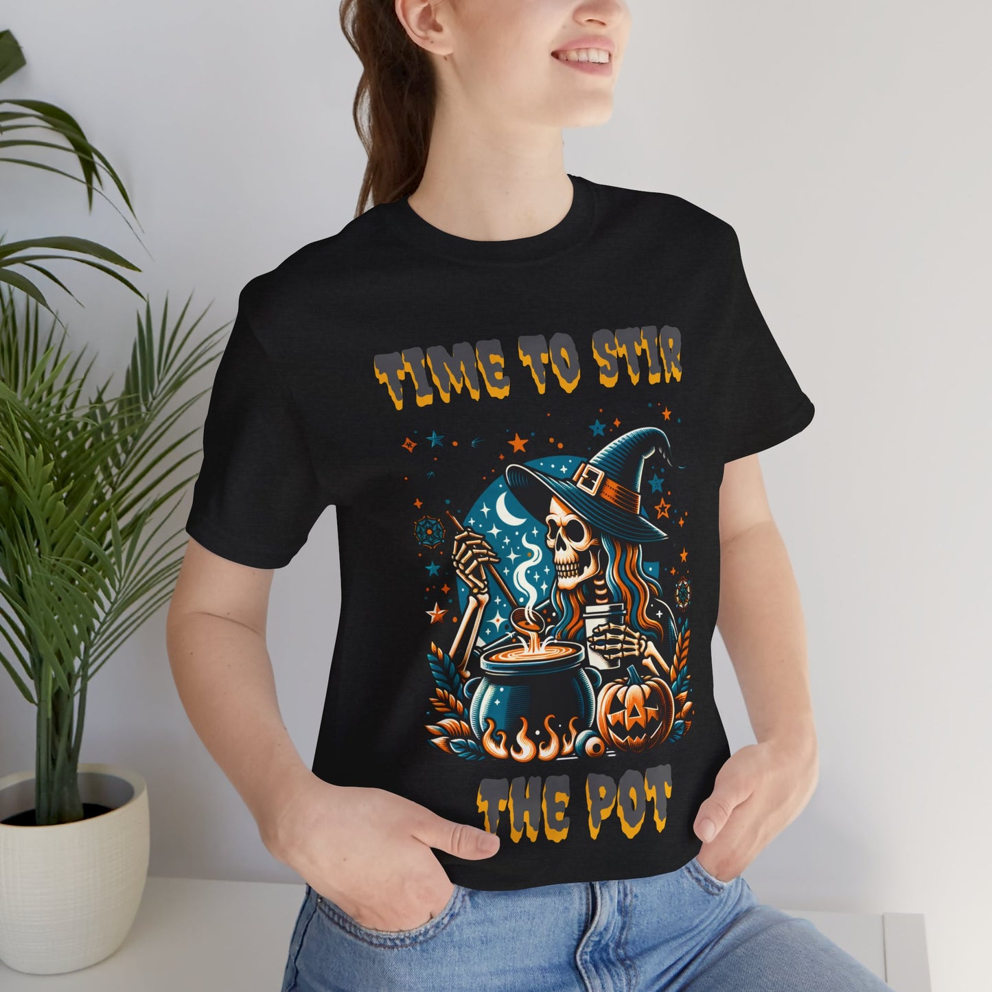 Witchy Tee, Halloween Shirt, Stir the Pot T-Shirt, Unisex Jersey, Cauldron Brewing