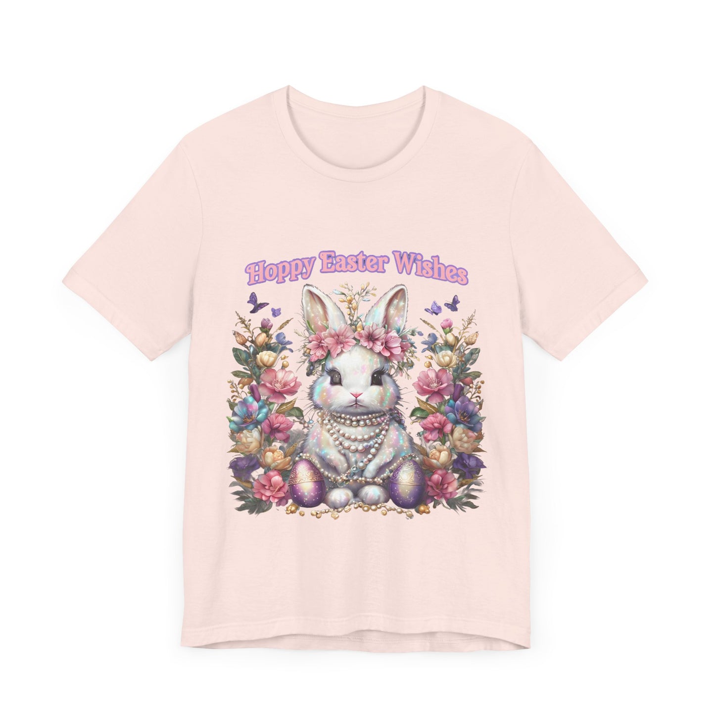 Hoppy Easter Wishes T-shirt, Easter Bunny Tee, Spring Rabbit Shirt, Unisex Jersey Top, Holiday Gift