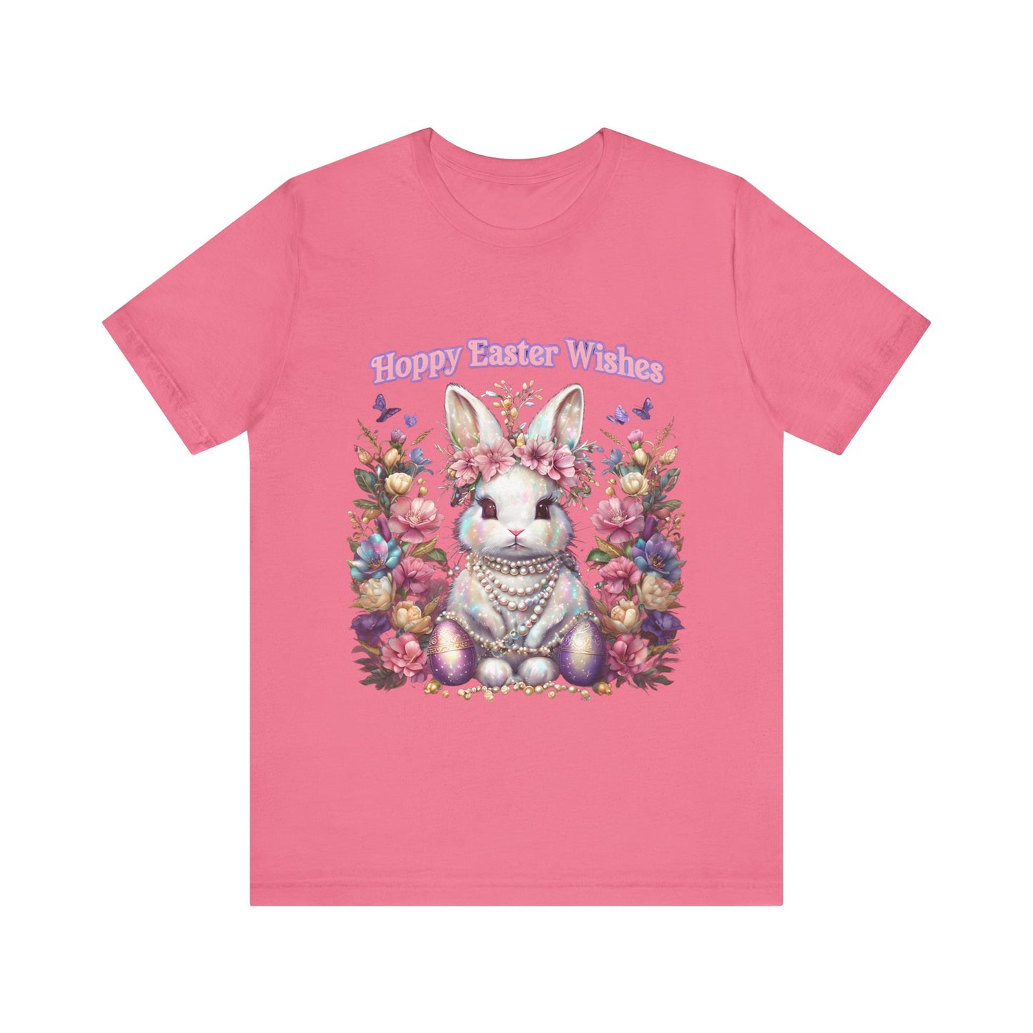 Hoppy Easter Wishes T-shirt, Easter Bunny Tee, Spring Rabbit Shirt, Unisex Jersey Top, Holiday Gift