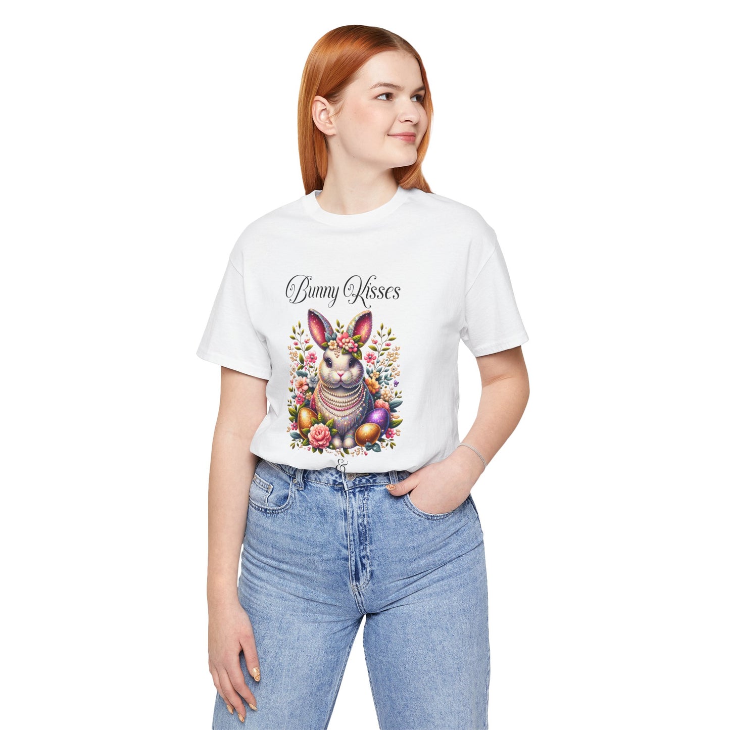 Easter Bunny Kisses Tee - Cute Spring T-Shirt, Easter Gift, Unisex Shirt, Floral Rabbit Design, Holiday Apparel