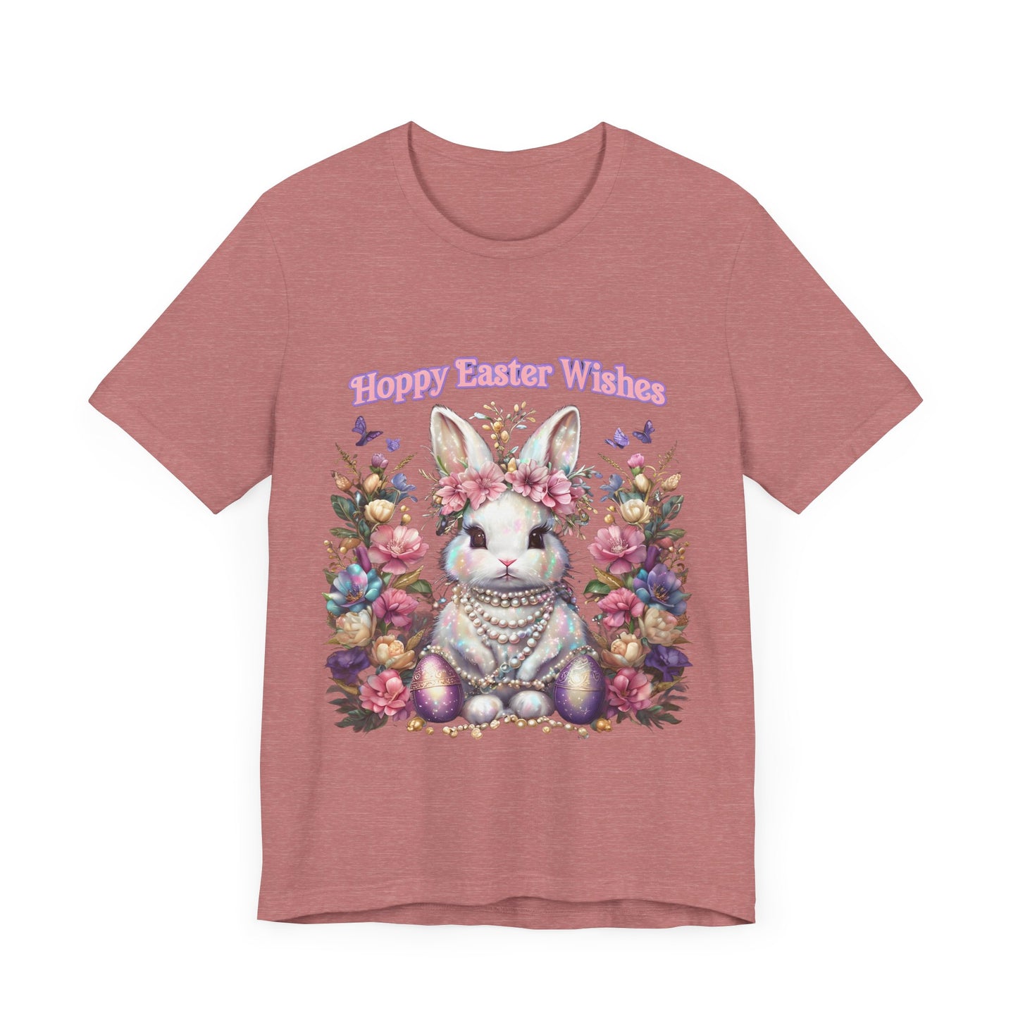 Hoppy Easter Wishes T-shirt, Easter Bunny Tee, Spring Rabbit Shirt, Unisex Jersey Top, Holiday Gift