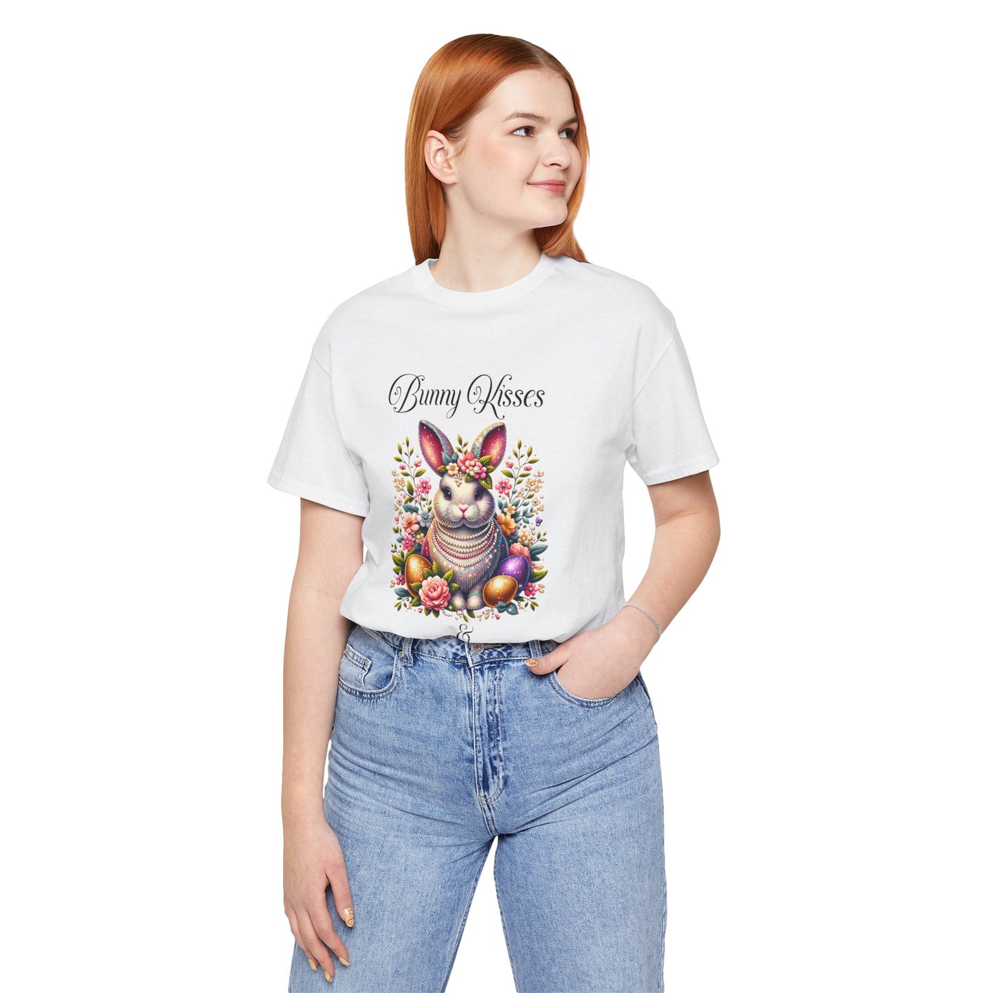 Easter Bunny Kisses Tee - Cute Spring T-Shirt, Easter Gift, Unisex Shirt, Floral Rabbit Design, Holiday Apparel