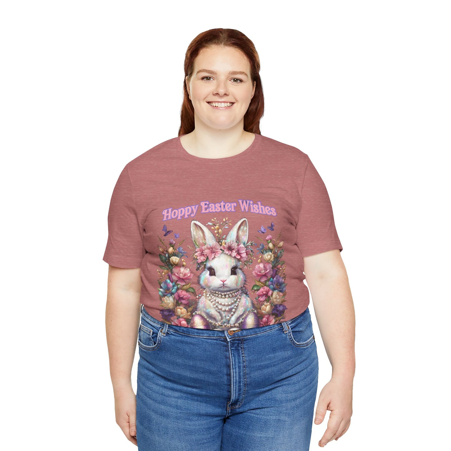 Hoppy Easter Wishes T-shirt, Easter Bunny Tee, Spring Rabbit Shirt, Unisex Jersey Top, Holiday Gift