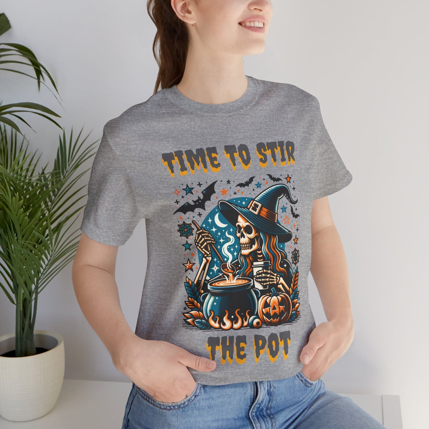 Witchy Tee, Halloween Shirt, Stir the Pot T-Shirt, Unisex Jersey, Cauldron Brewing