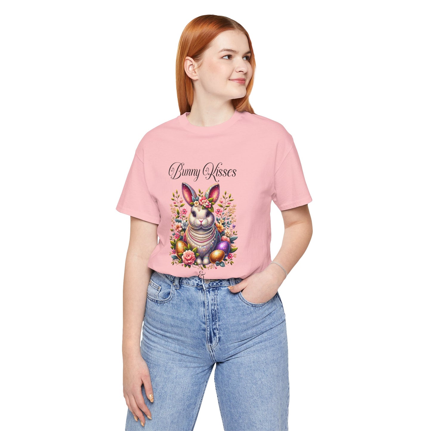 Easter Bunny Kisses Tee - Cute Spring T-Shirt, Easter Gift, Unisex Shirt, Floral Rabbit Design, Holiday Apparel