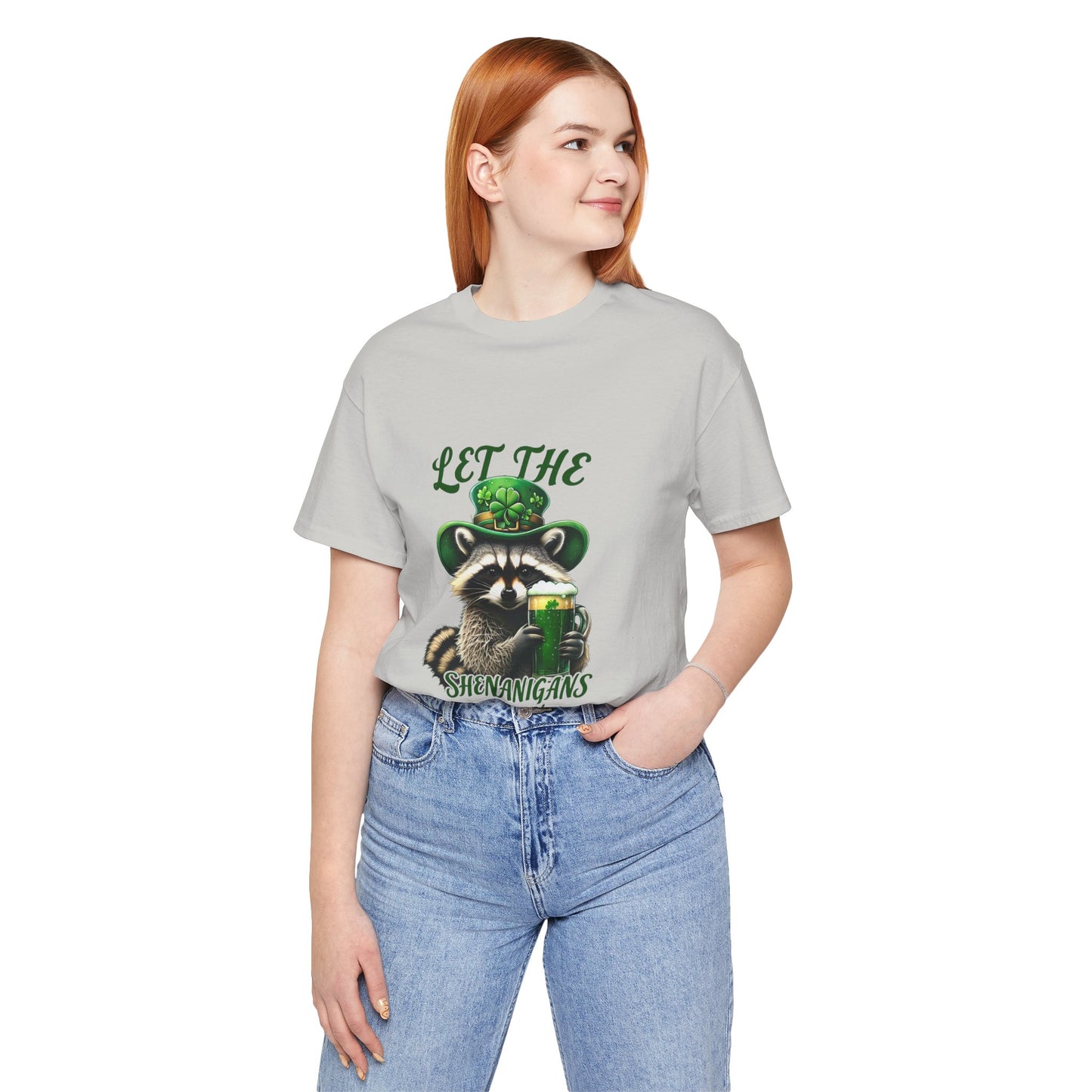 St. Patrick's Day Raccoon T-Shirt - Let the Shenanigans Begin, Unisex Tee for Celebrations, Funny Gift, Party Wear, Holiday Shirt