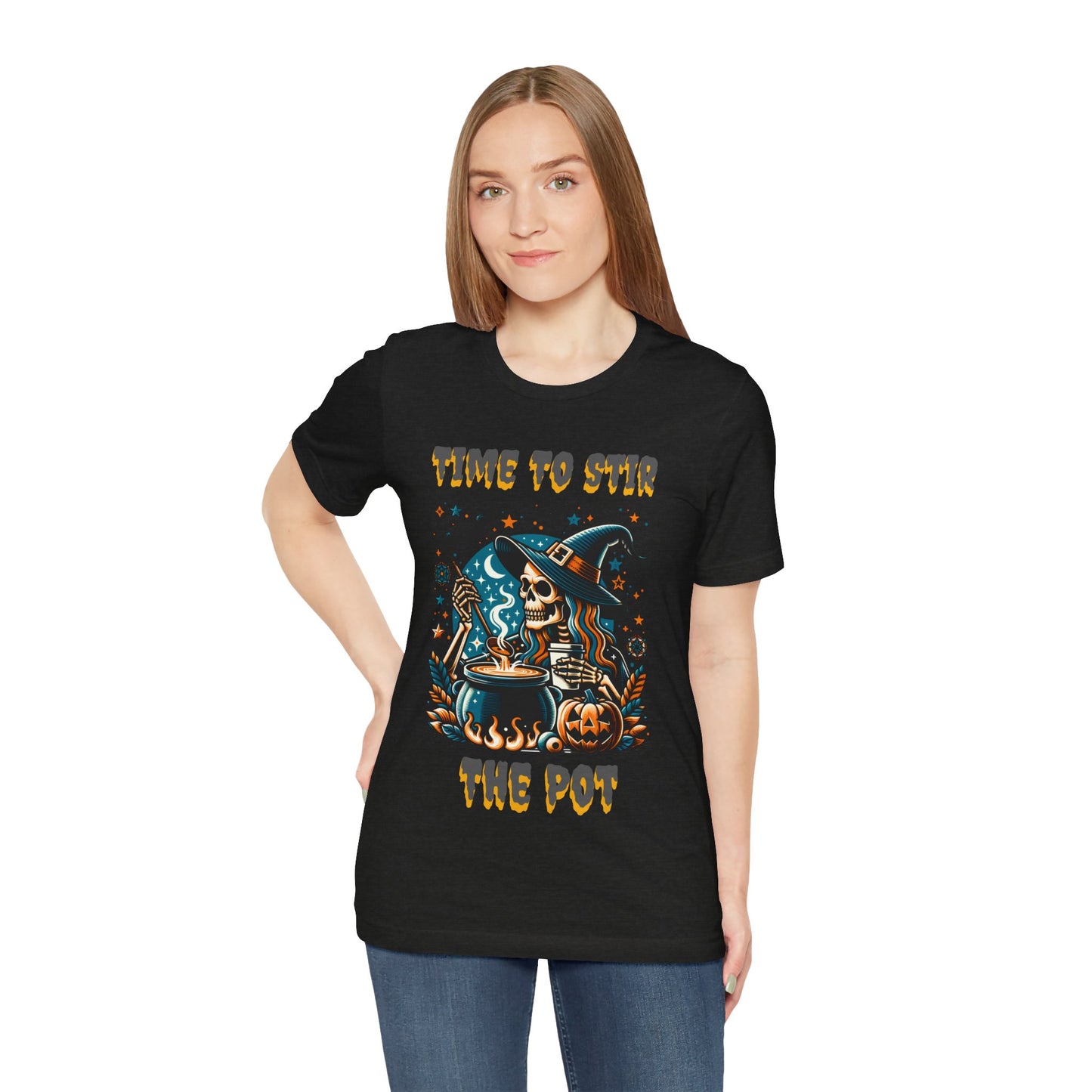 Witchy Tee, Halloween Shirt, Stir the Pot T-Shirt, Unisex Jersey, Cauldron Brewing