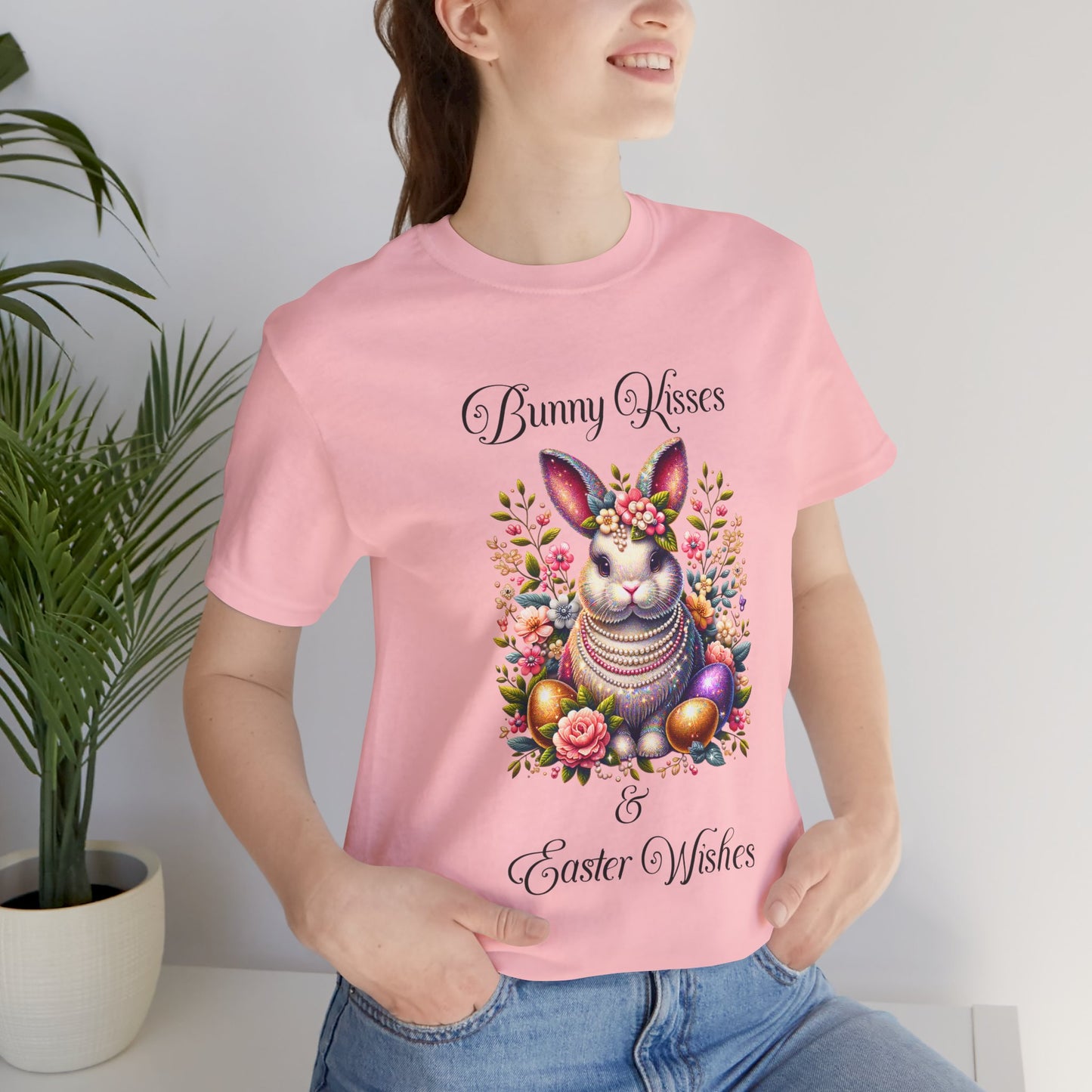 Easter Bunny Kisses Tee - Cute Spring T-Shirt, Easter Gift, Unisex Shirt, Floral Rabbit Design, Holiday Apparel