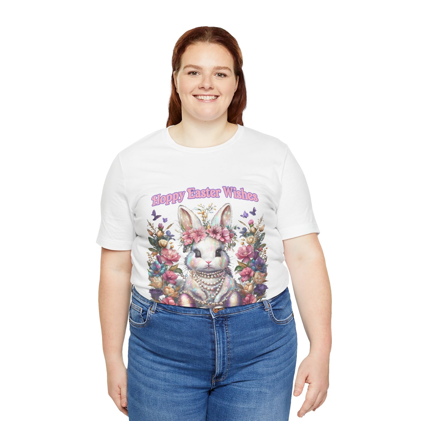 Hoppy Easter Wishes T-shirt, Easter Bunny Tee, Spring Rabbit Shirt, Unisex Jersey Top, Holiday Gift