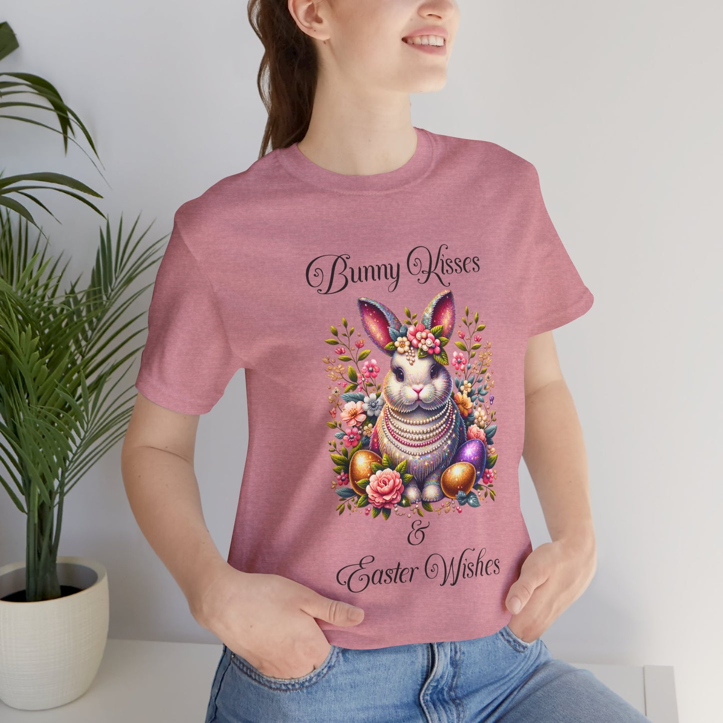 Easter Bunny Kisses Tee - Cute Spring T-Shirt, Easter Gift, Unisex Shirt, Floral Rabbit Design, Holiday Apparel