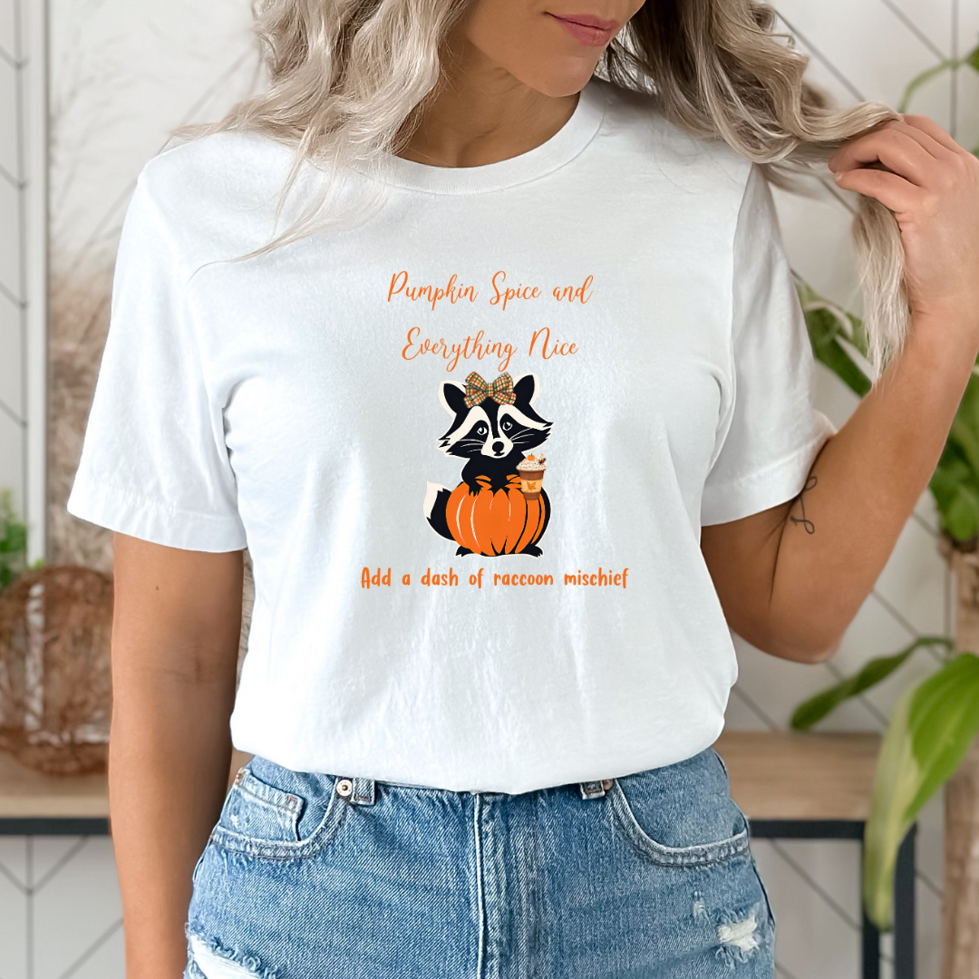 Bella + Canvas 'Pumpkin Spice & Raccoon Mischief' Fall Tee