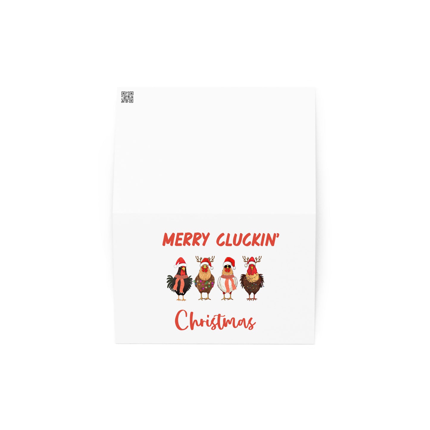 Merry Cluckin' Christmas Chicken Holiday Greeting Card – Blank Inside