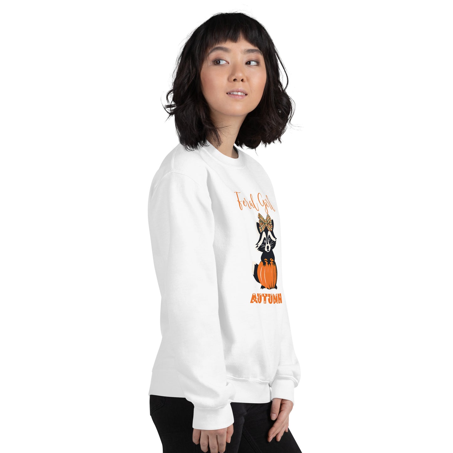 Feral Girl Autumn Sweatshirt - Cozy Raccoon Fall Pullover, Fall Sweatshirt, Woman's Pullover, Cute Raccoon Graphic
