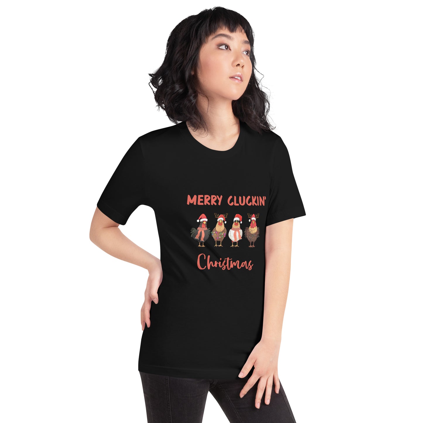 Merry Cluckin' Christmas Funny Chicken T-Shirt - Bella + Canvas-Unisex