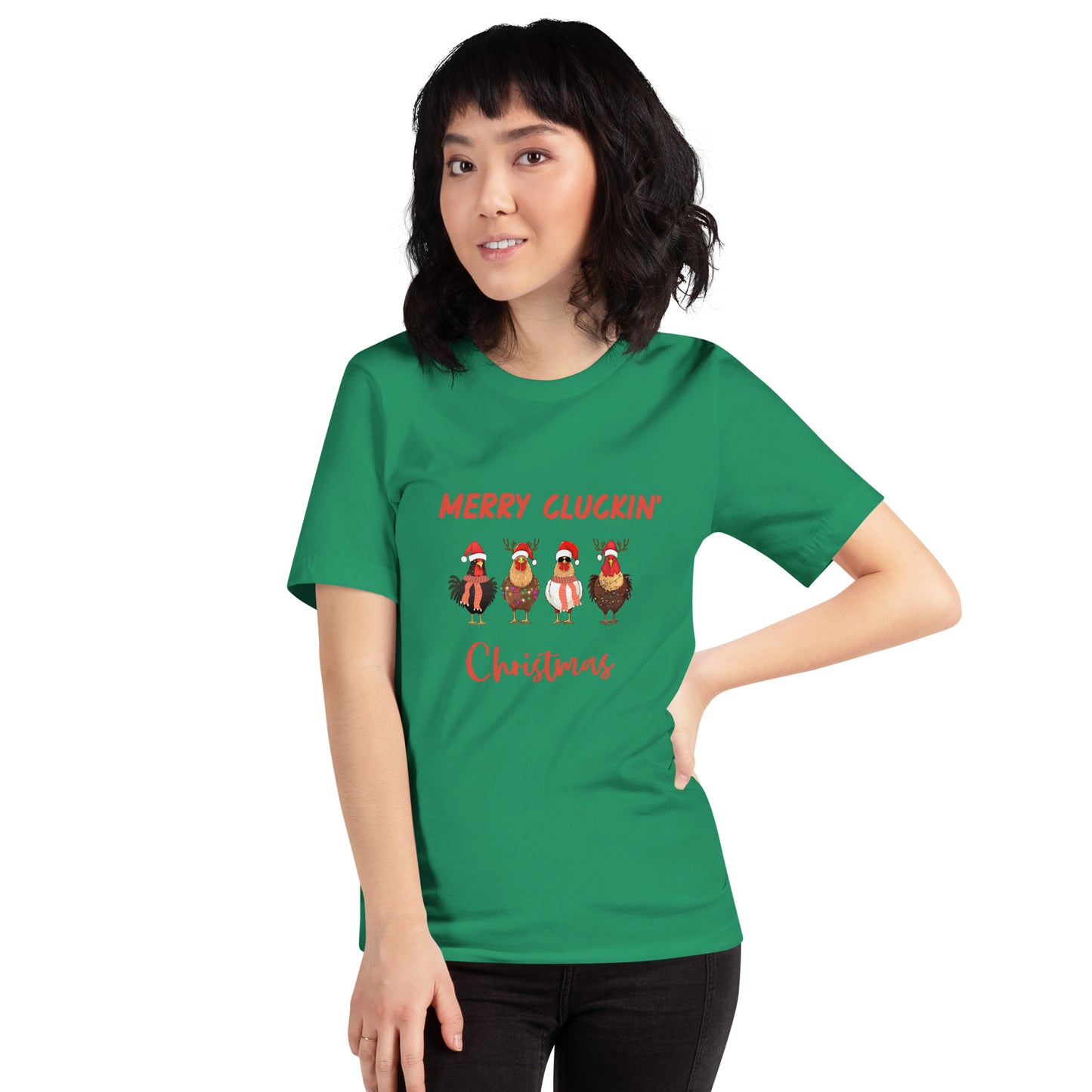 Merry Cluckin' Christmas Funny Chicken T-Shirt - Bella + Canvas-Unisex