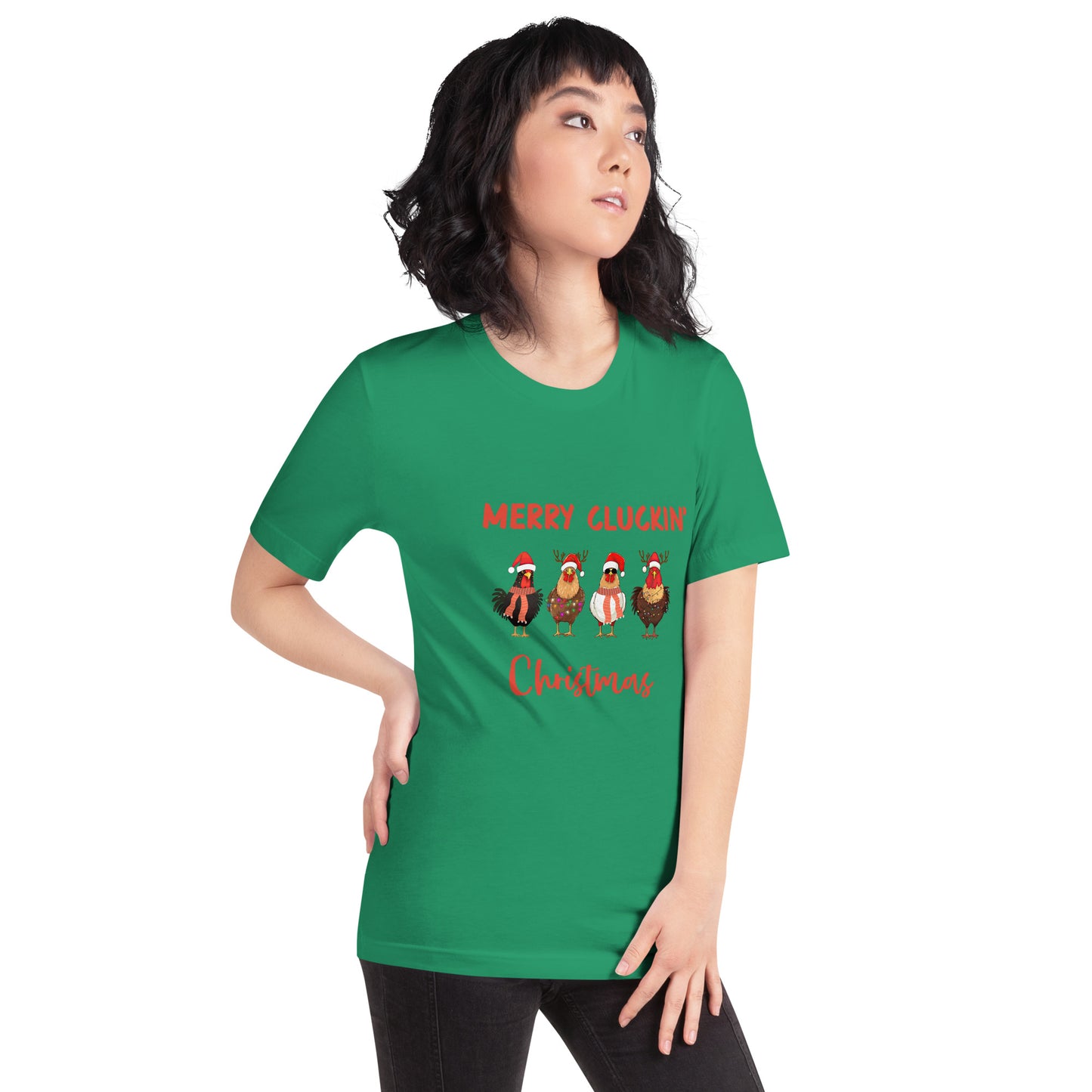 Merry Cluckin' Christmas Funny Chicken T-Shirt - Bella + Canvas-Unisex