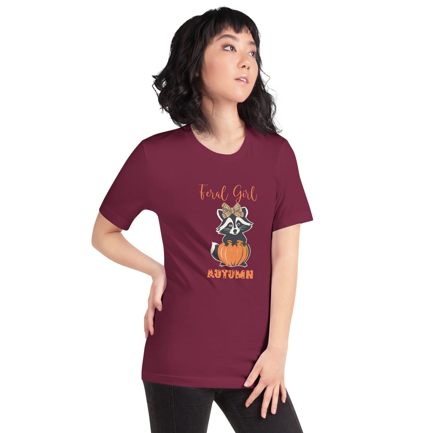 Feral Girl Autumn T-Shirt | Bella + Canvas | Cozy Fall Tee | Raccoon Inspired Apparel