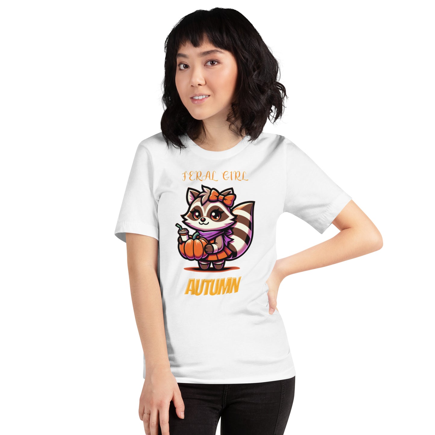 Feral Girl Autumn T-Shirt | Bella Canvas | Cozy Fall Tee | Raccoon Print Top