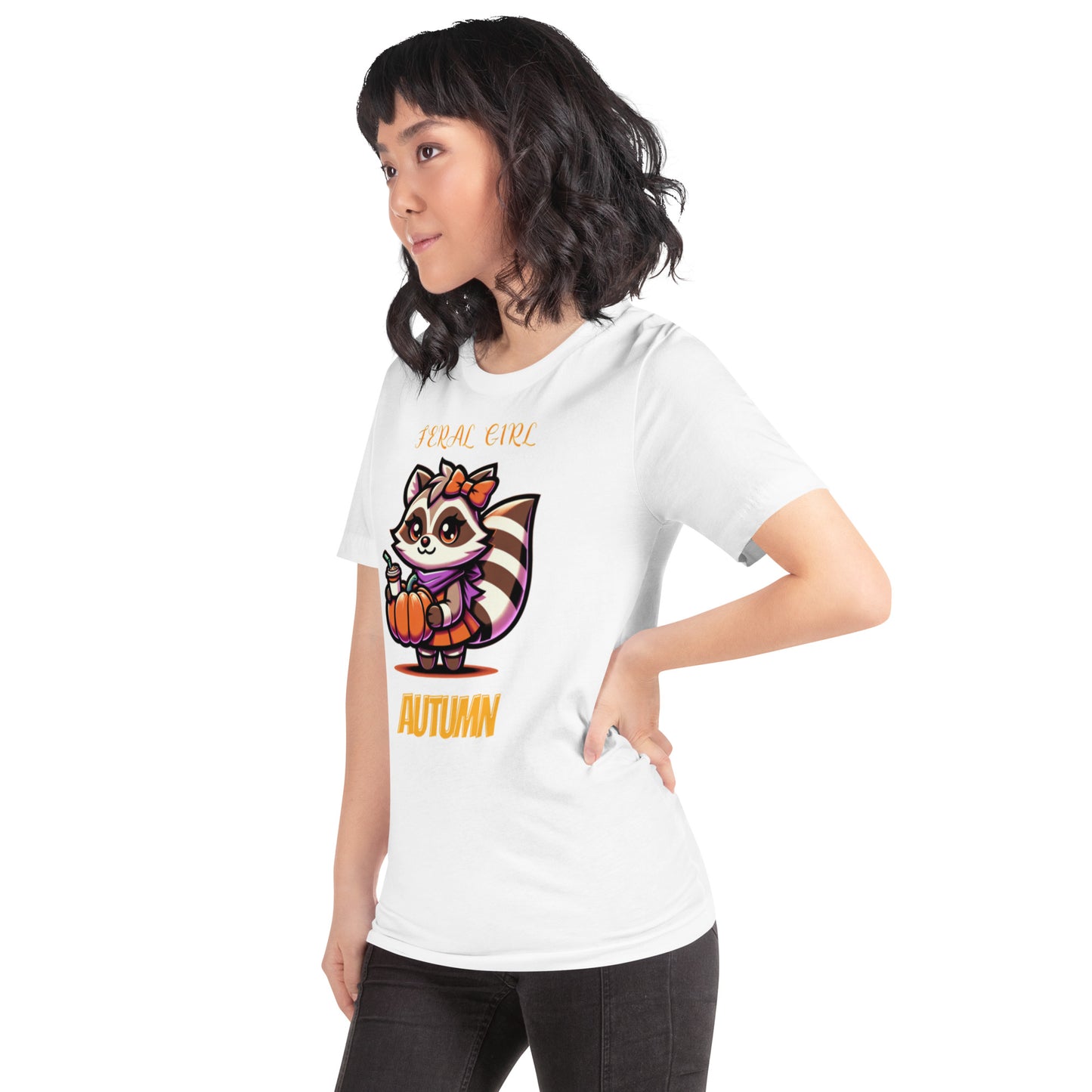 Feral Girl Autumn T-Shirt | Bella Canvas | Cozy Fall Tee | Raccoon Print Top