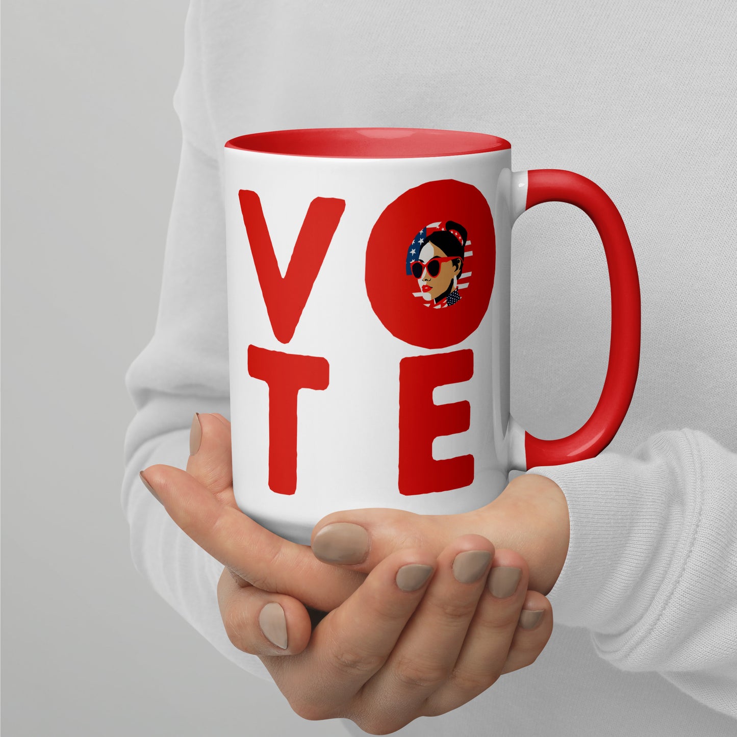 VOTE 2024 Inspirational Ceramic Coffee Mug - Unique Democracy Drinkware | Red Accents 11oz/15oz