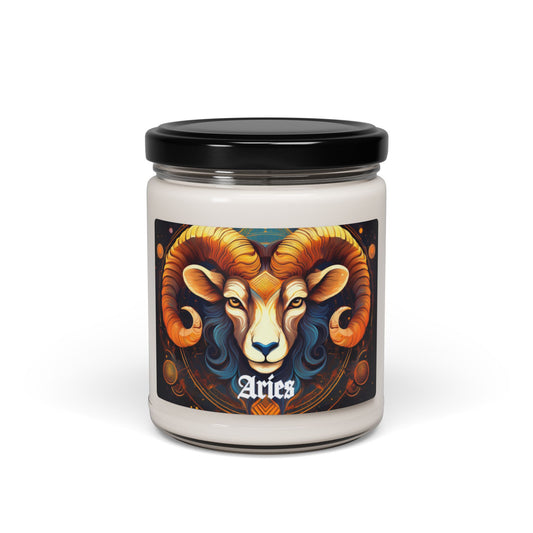 Aries Zodiac Sign Inspired Soy Wax Candle with Cotton Wick - 9oz, Soy Candle, 9 oz, Cotton Wick, Aries Zodiac Sign,  Aries Gift