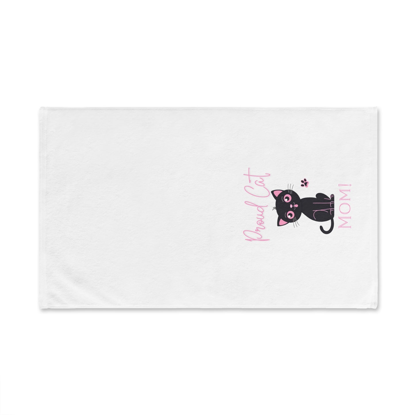 Proud Cat Mom Hand Towel, Polyester Front, Cotton Back, 16x28, Exclusive Design