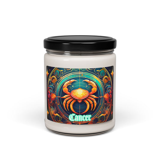 Cancer Zodiac Sign Inspired Soy Candle with Cotton Wick - 9oz- Cancer Candle - Cancer Birthday Gift -  Soy Wax Candle